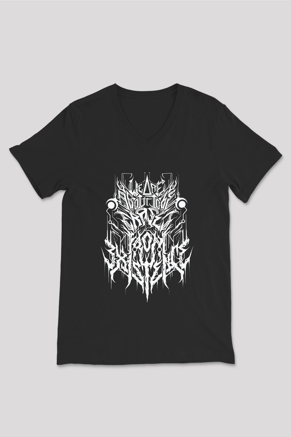 Analepsy Baskılı Unisex Siyah V Yaka Tişört - Tshirt