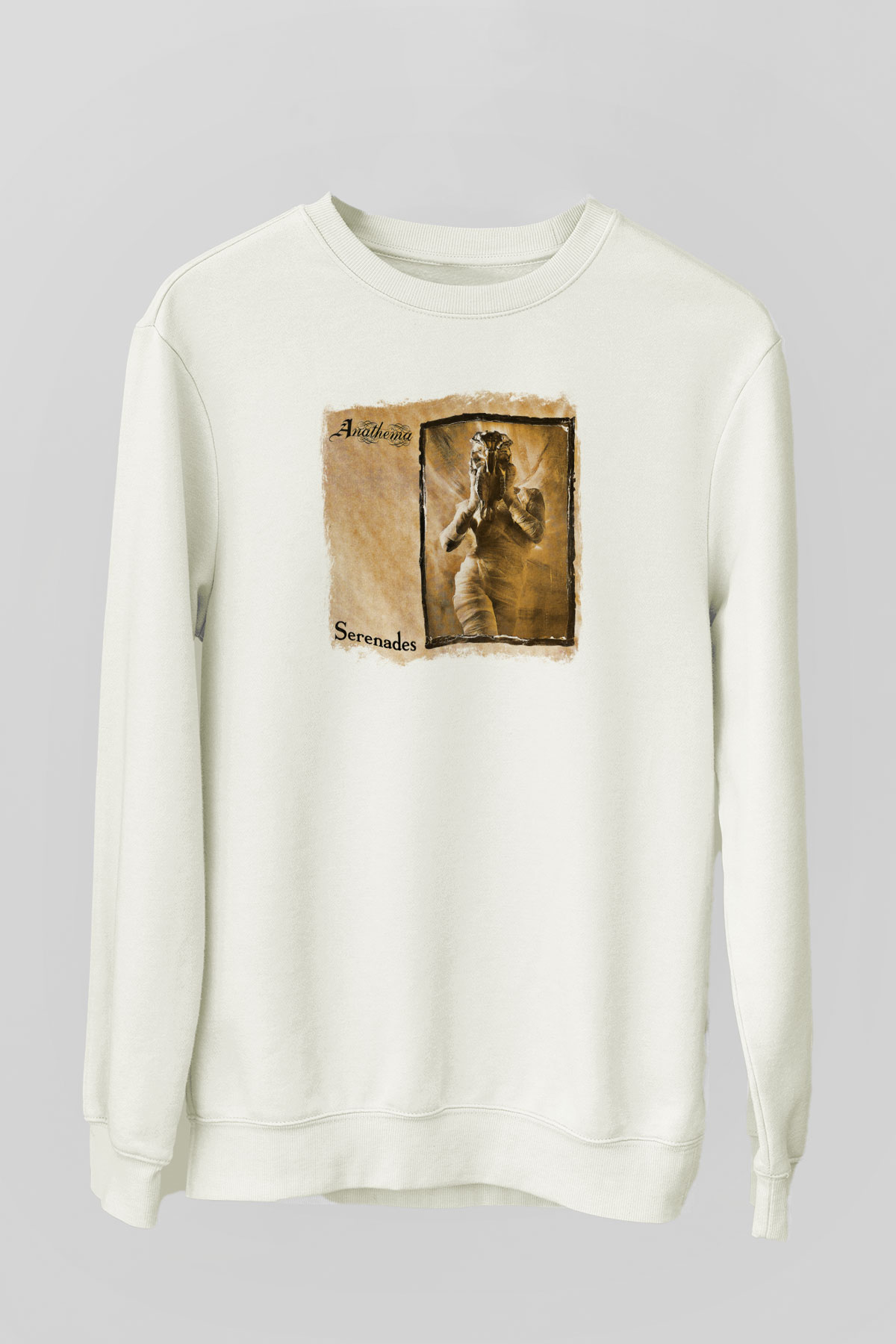 Anathema Baskılı Unisex Beyaz Sweatshirt