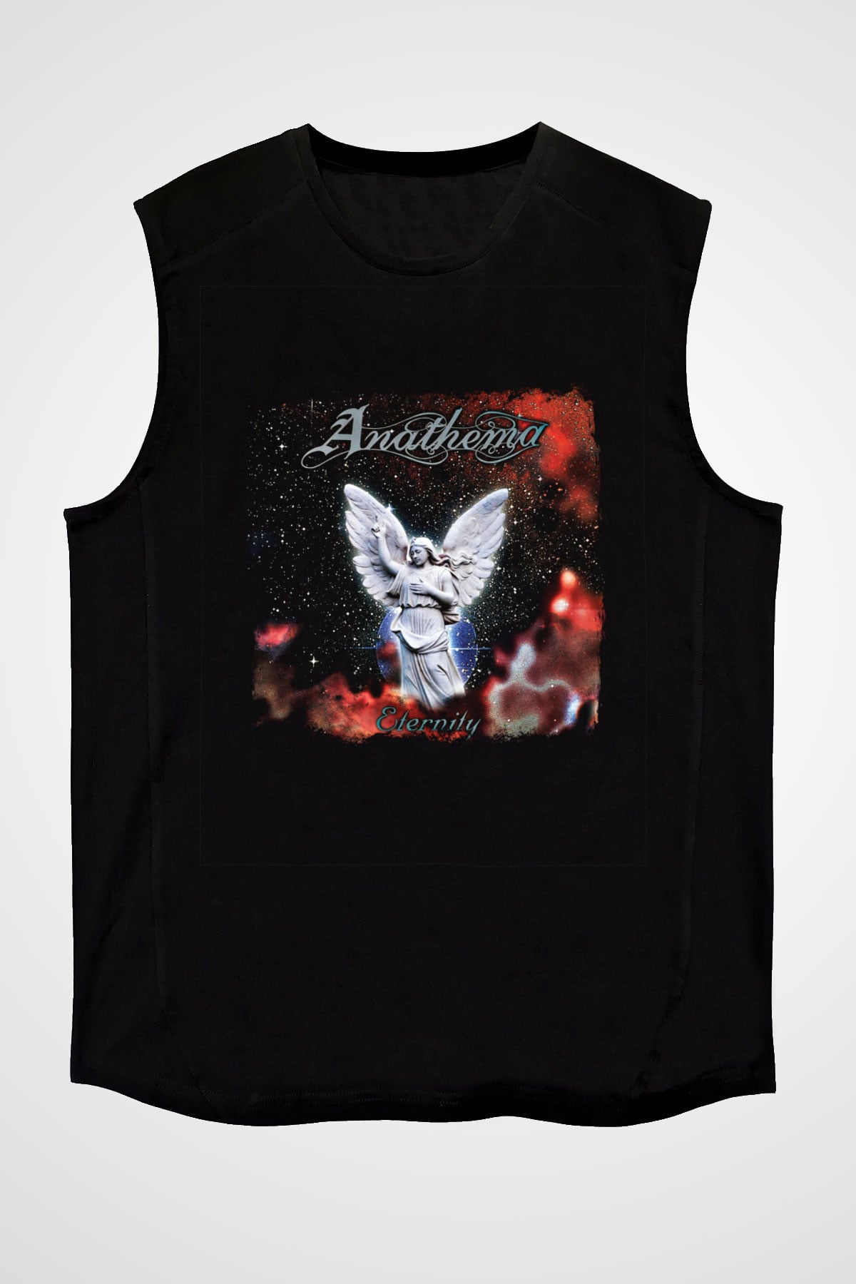 Anathema Baskılı Unisex Siyah Kolsuz Tişört
