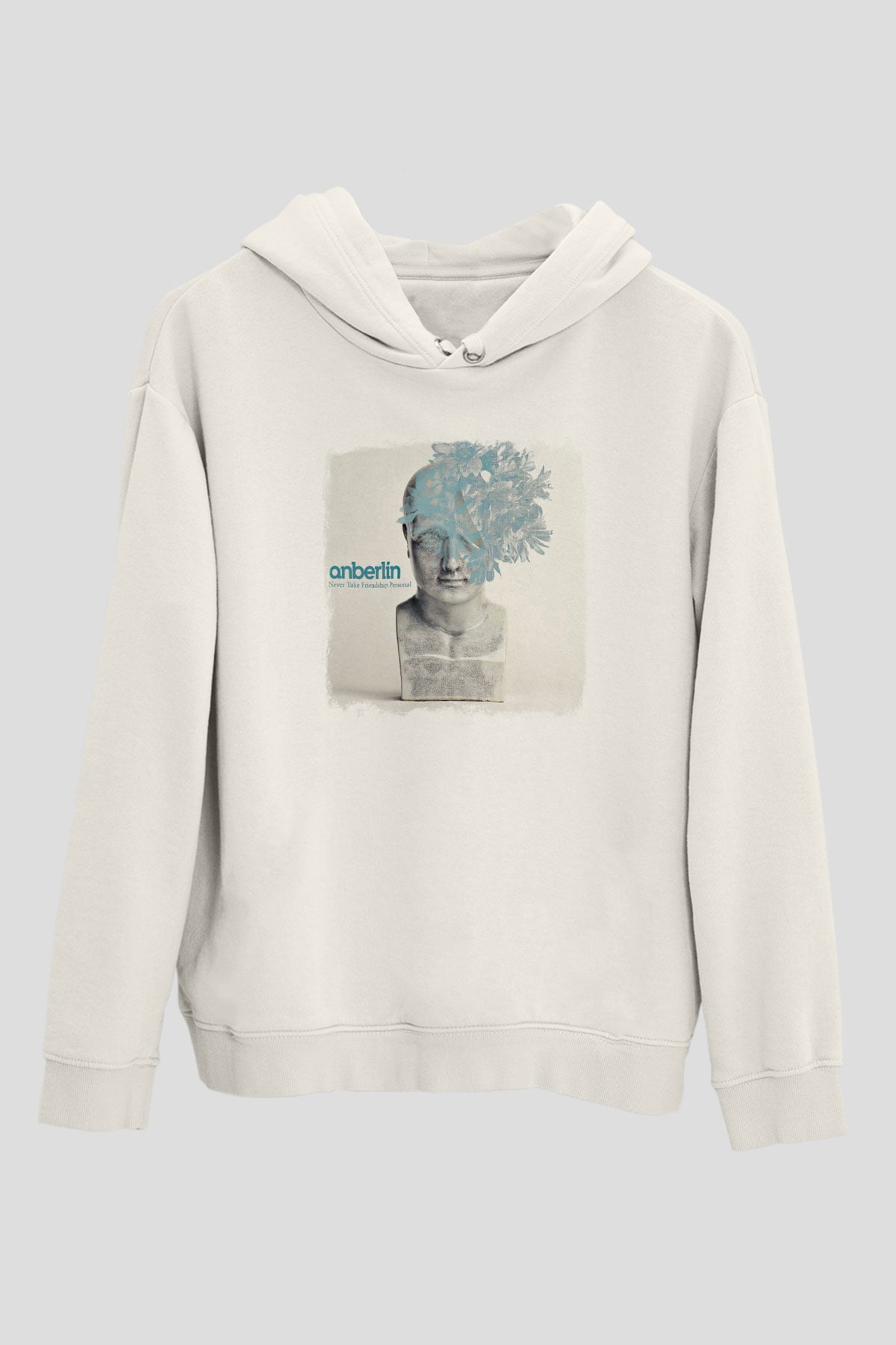 Anberlin Baskılı Unisex Beyaz Hoodie
