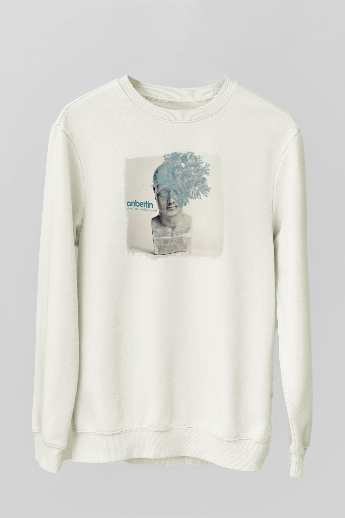 Anberlin Baskılı Unisex Beyaz Sweatshirt