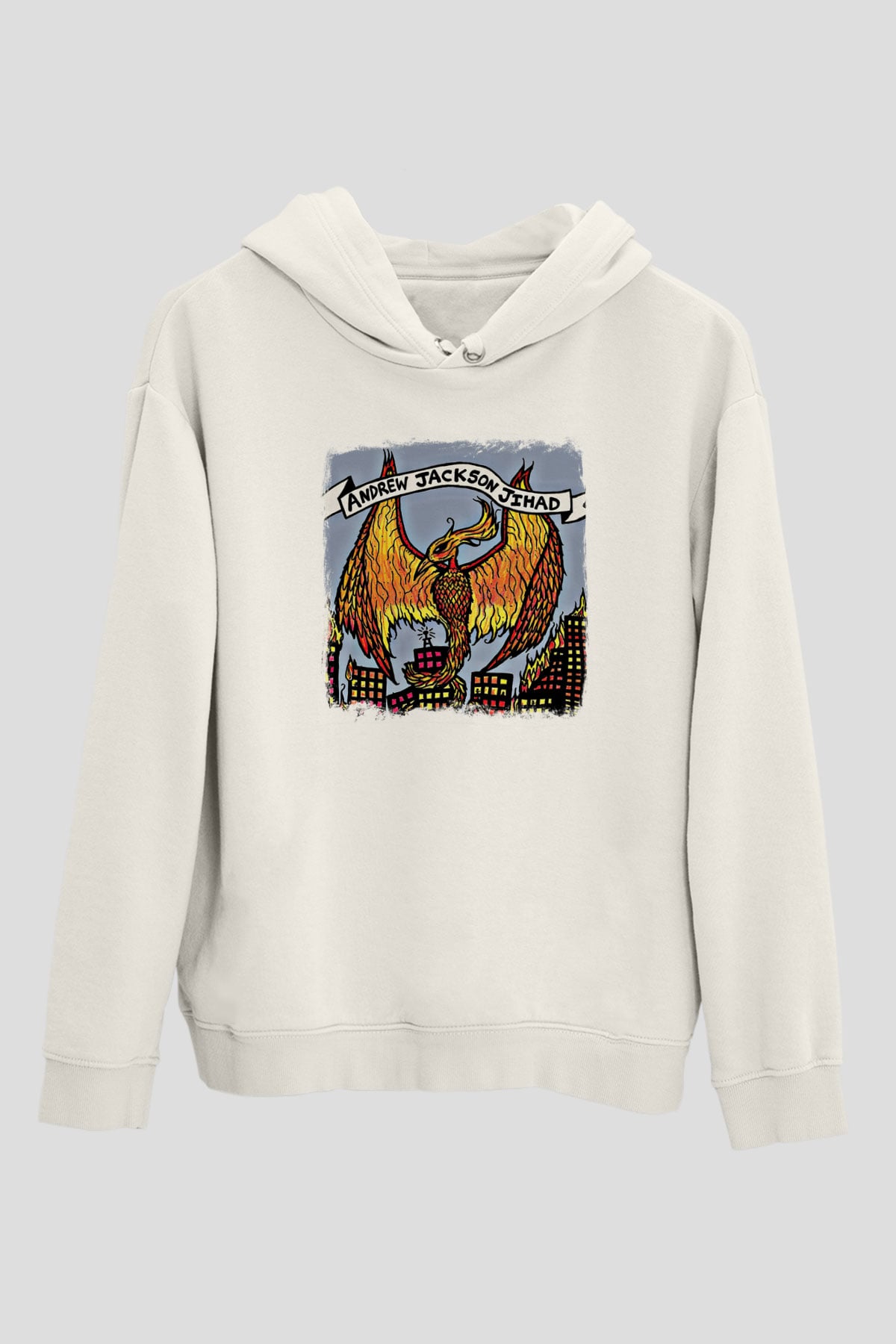 Andrew Jackson Jihad Baskılı Unisex Beyaz Hoodie