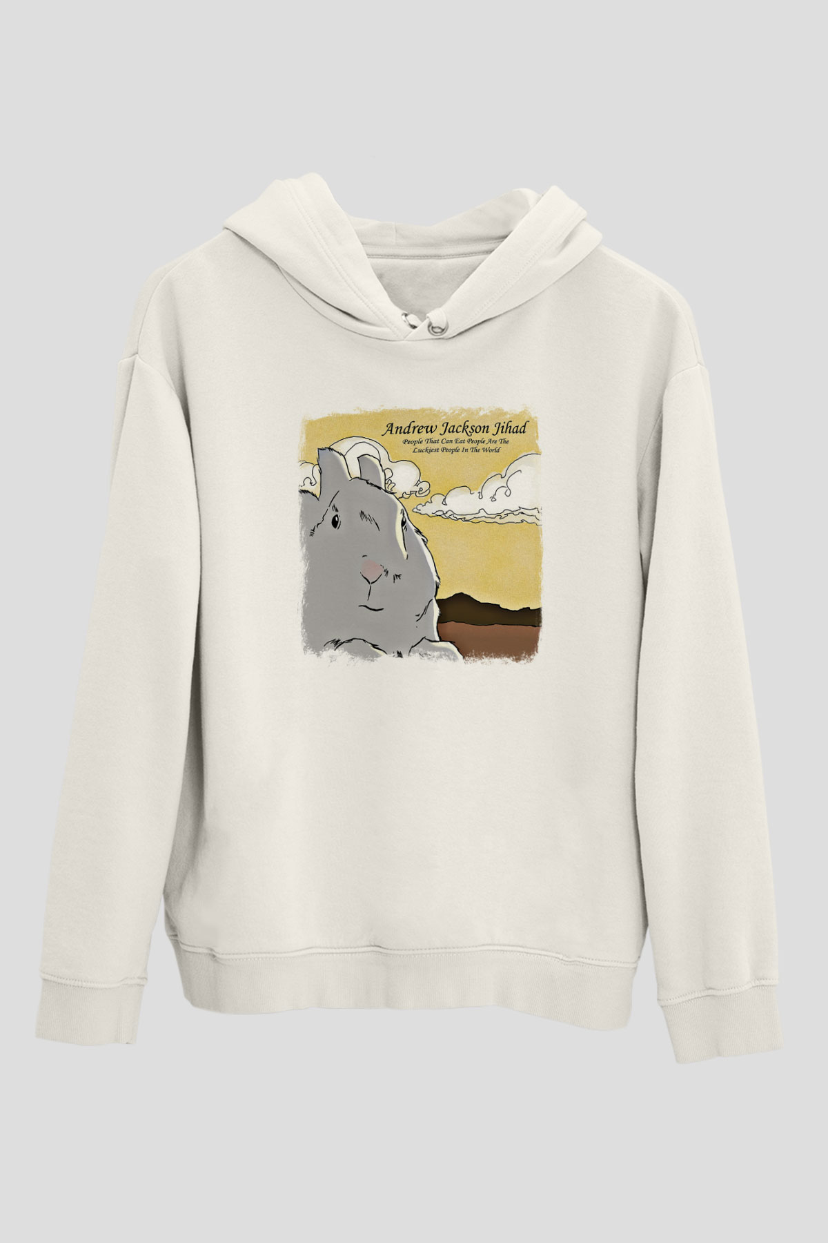 Andrew Jackson Jihad Baskılı Unisex Beyaz Hoodie
