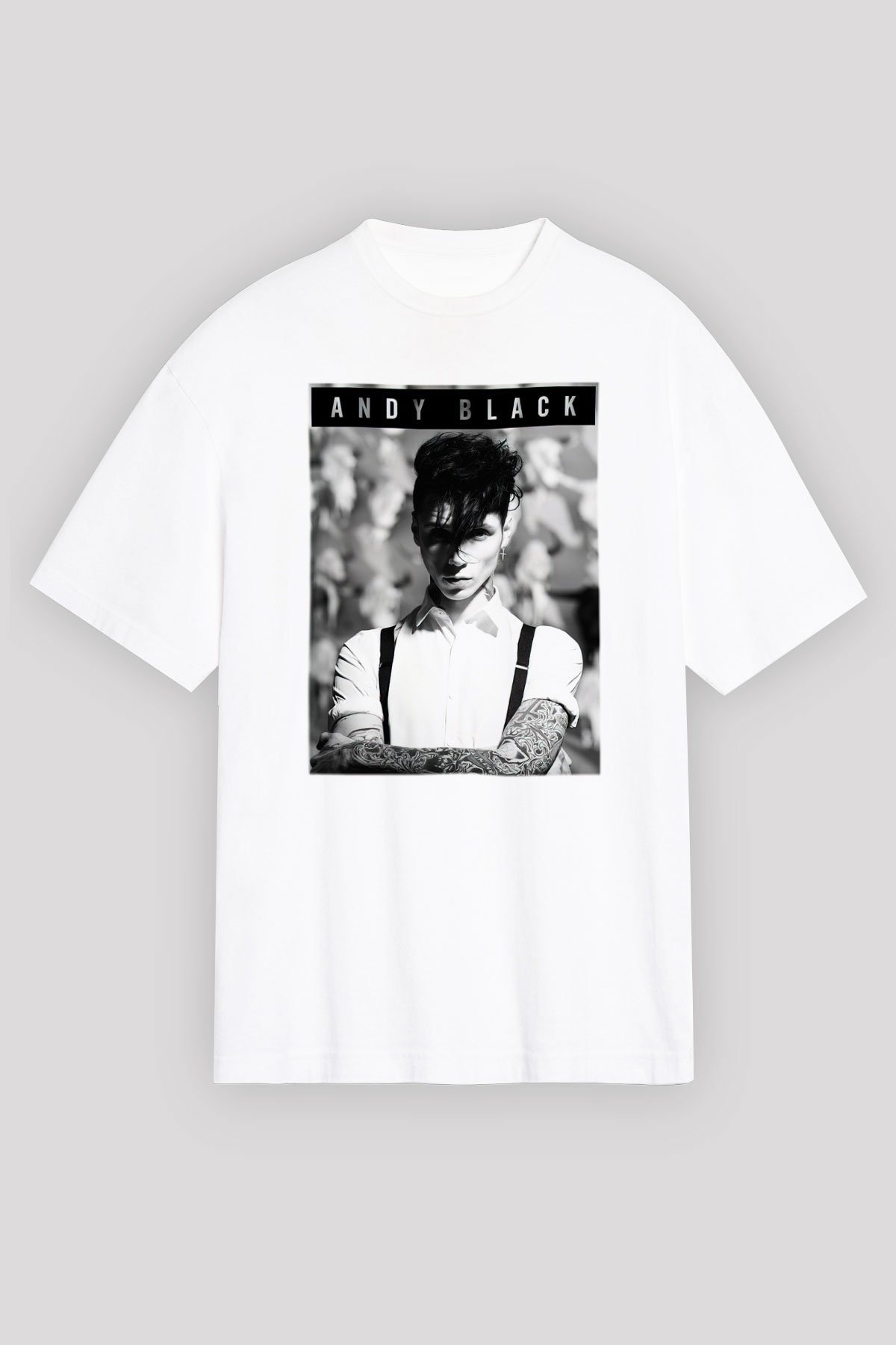 Andy Black Beyaz Unisex Oversize Tişört T-Shirt