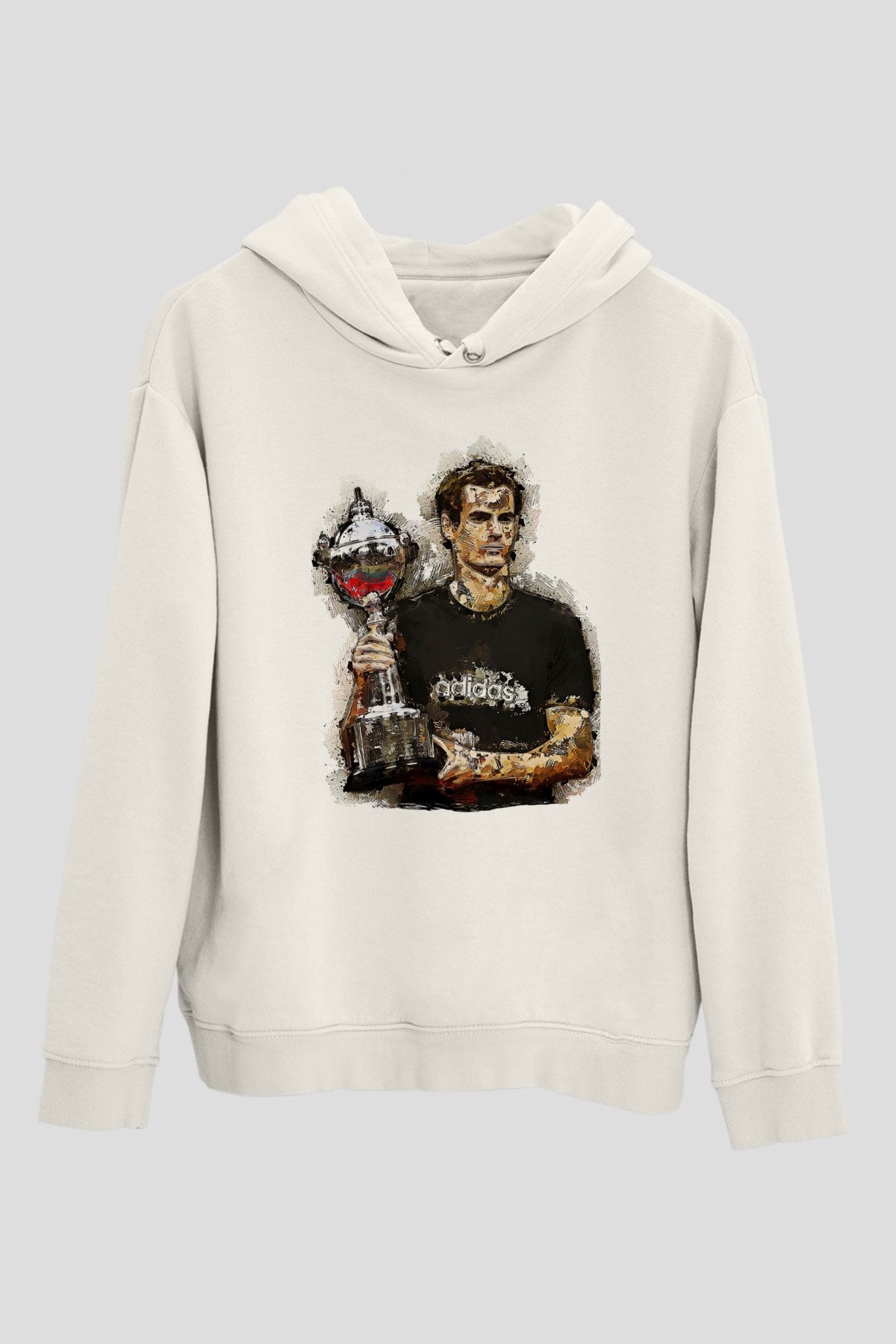 Andy Murray Baskılı Beyaz Unisex Kapüşonlu Sweatshirt
