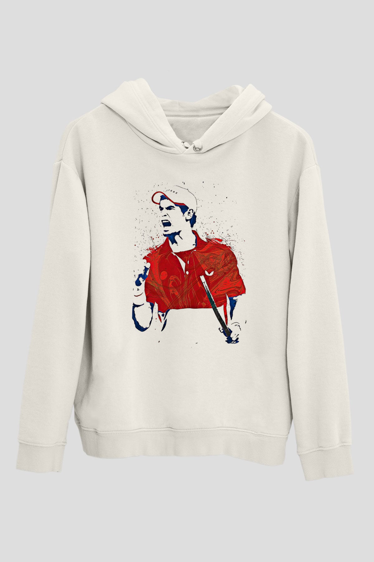 Andy Murray Baskılı Beyaz Unisex Kapüşonlu Sweatshirt