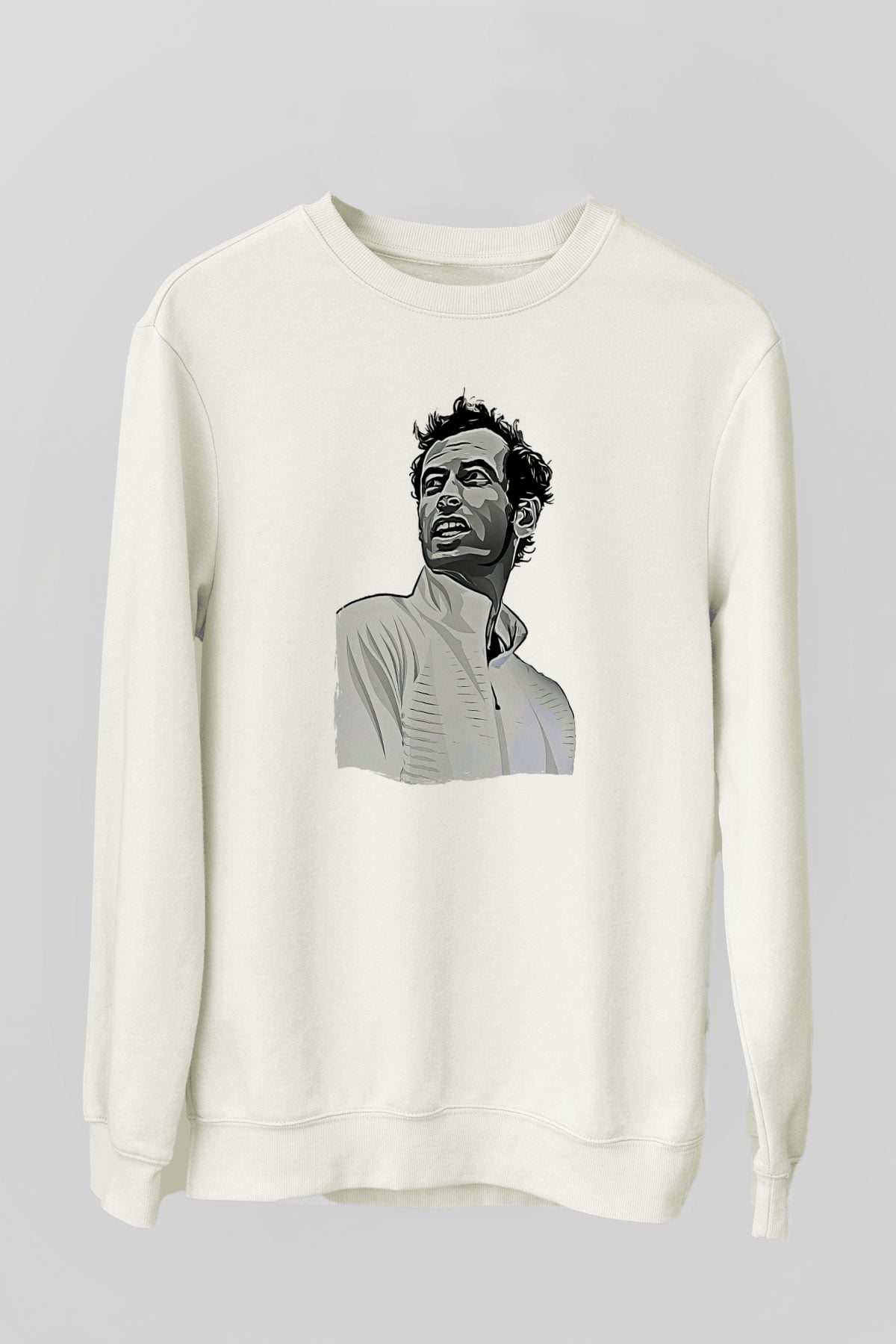 Andy Murray Baskılı Beyaz Unisex Sweatshirt