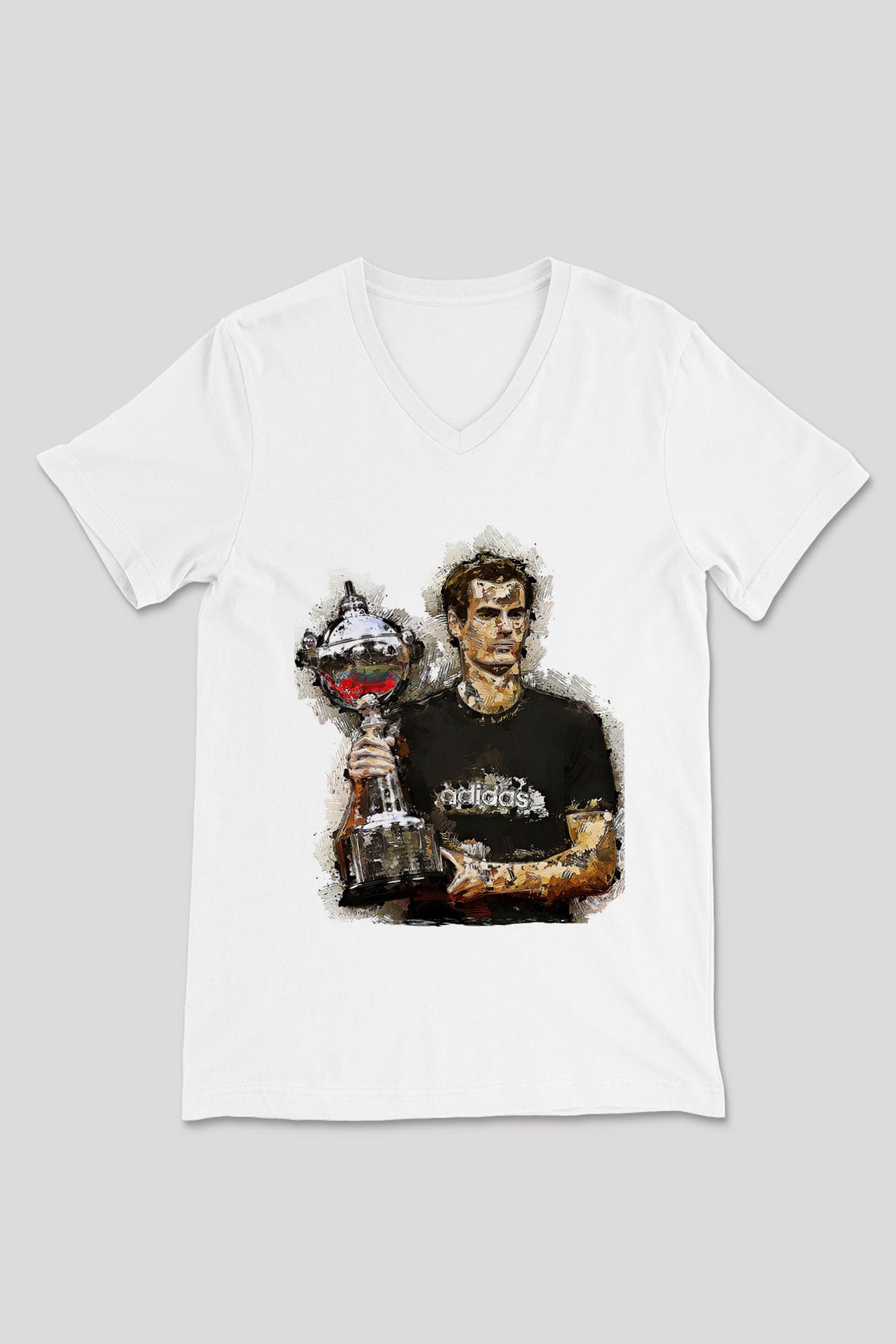 Andy Murray Baskılı Beyaz Unisex V Yaka Tişört - Tshirt