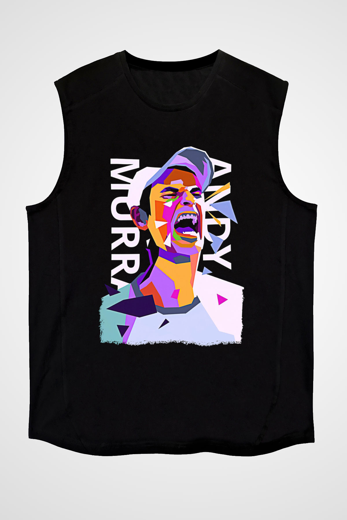 Andy Murray Baskılı Unisex Siyah Kolsuz Tişört - Tshirt