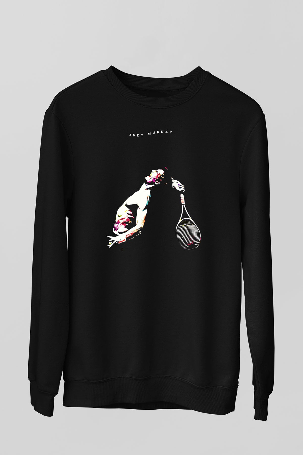 Andy Murray Baskılı Unisex Siyah Sweatshirt