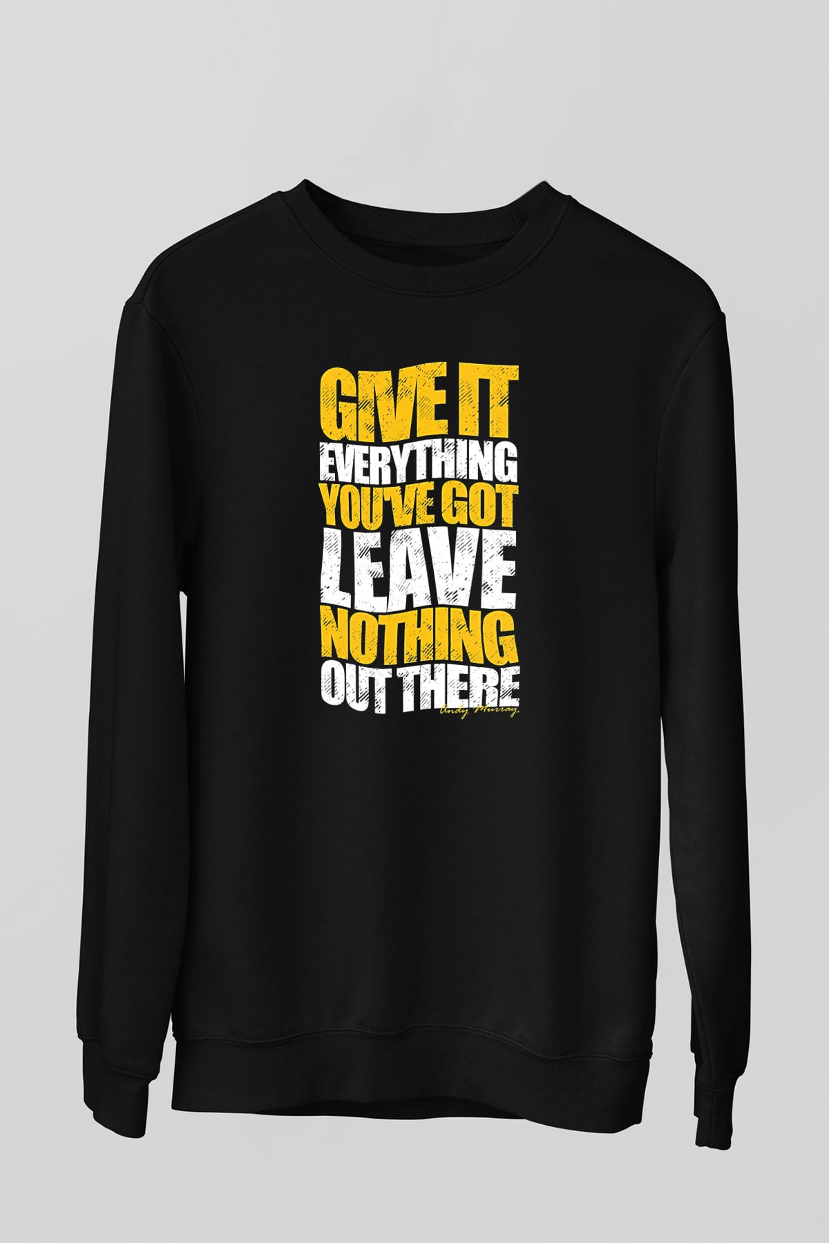 Andy Murray Baskılı Unisex Siyah Sweatshirt