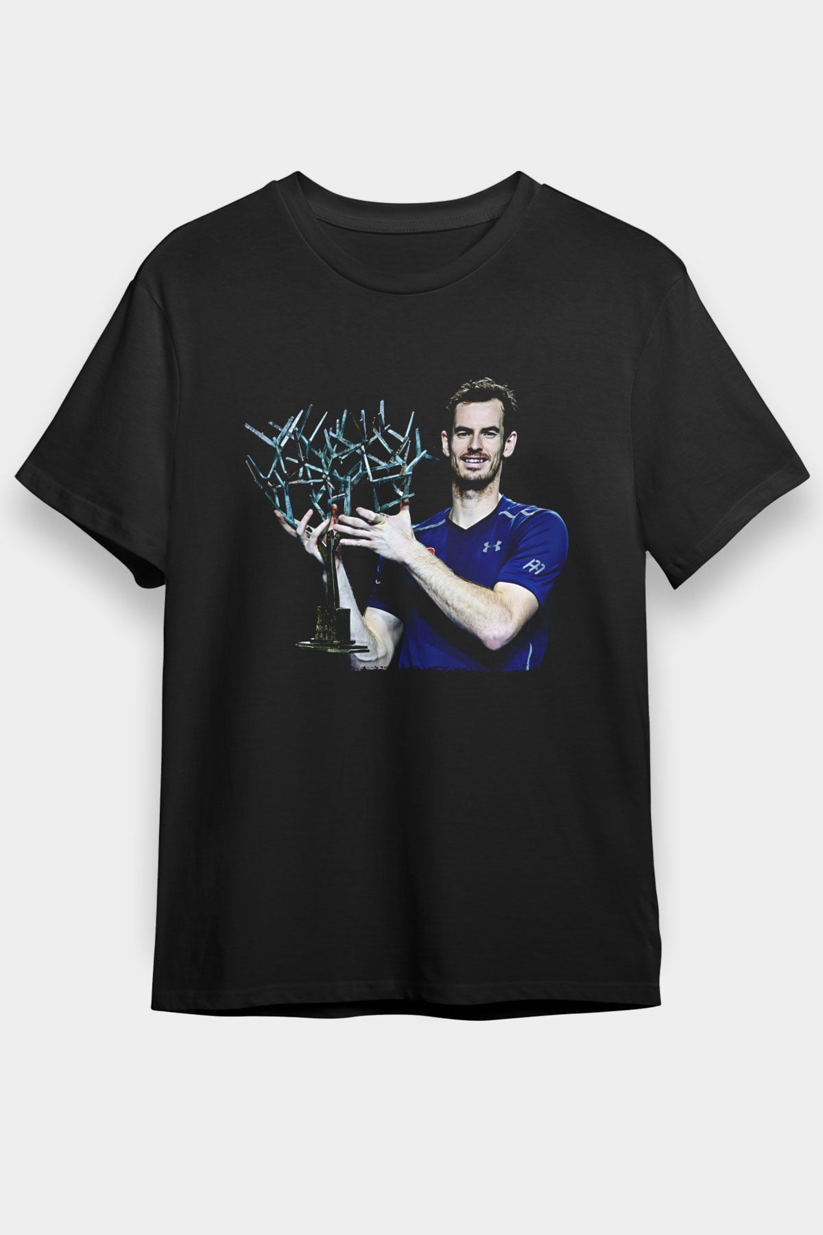 Andy Murray Baskılı Unisex Siyah Tişört - Tshirt