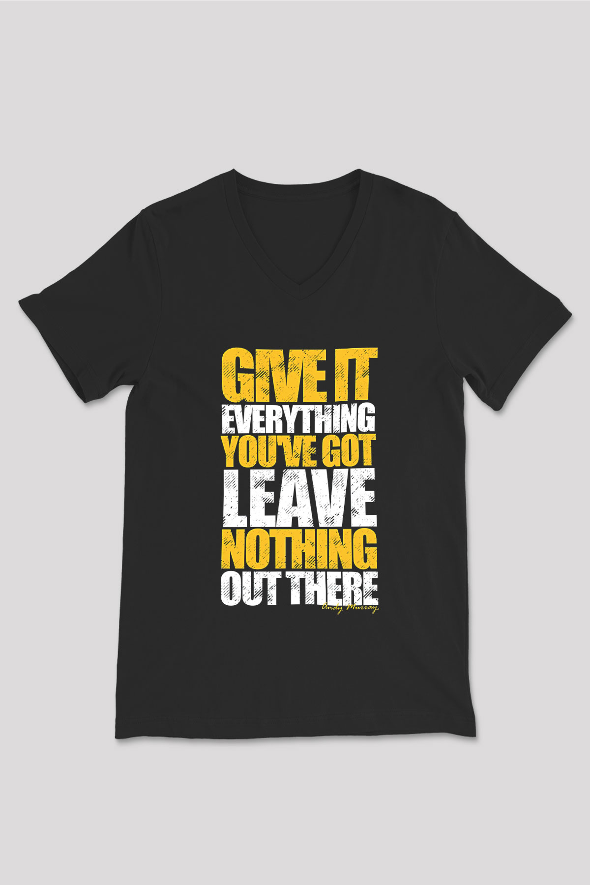 Andy Murray Baskılı Unisex Siyah V Yaka Tişört - Tshirt