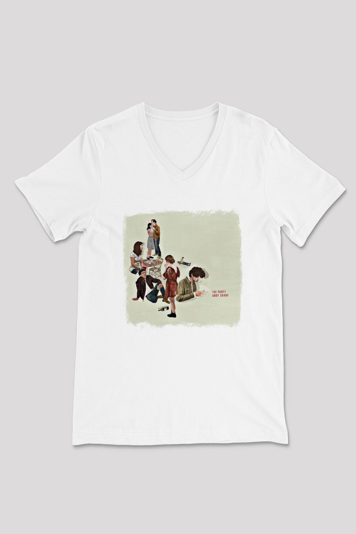 Andy Shauf Baskılı Unisex Beyaz V Yaka Tişört