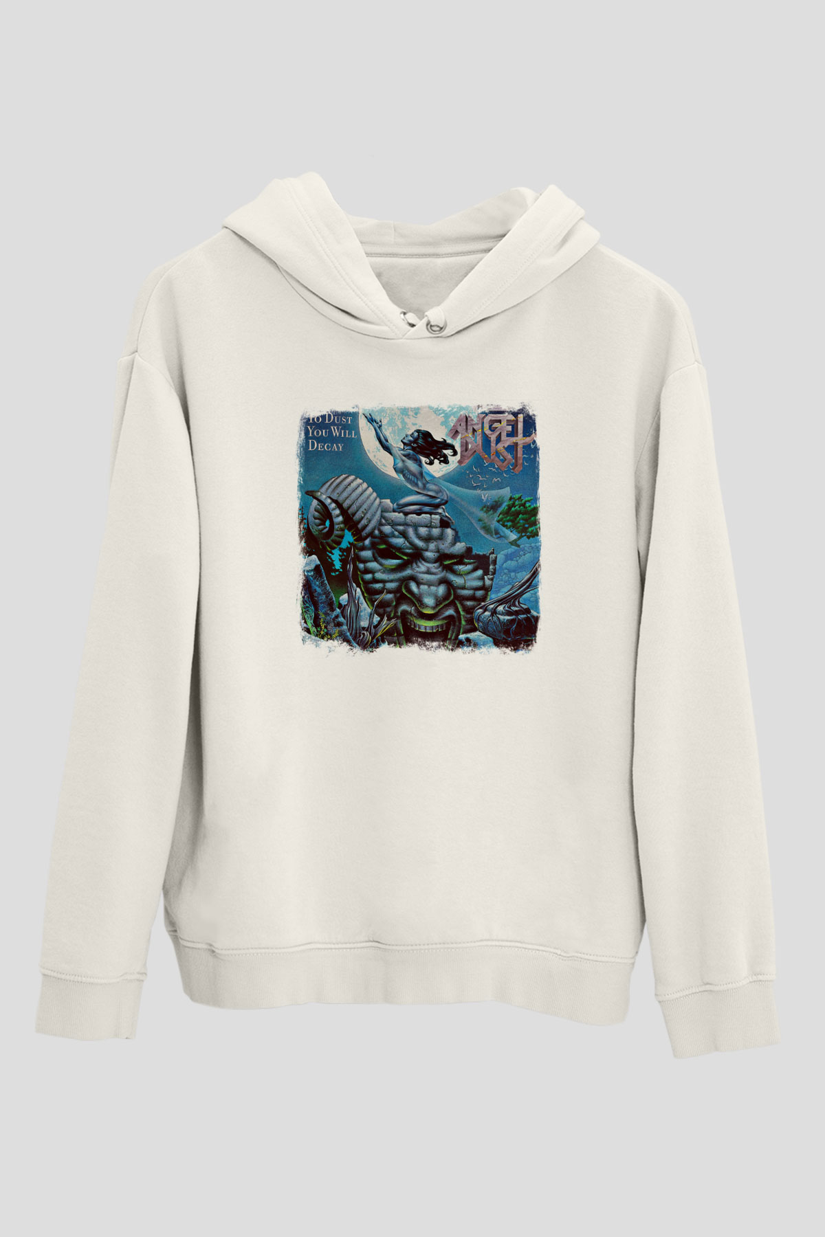 Angel Dust Baskılı Unisex Beyaz Hoodie