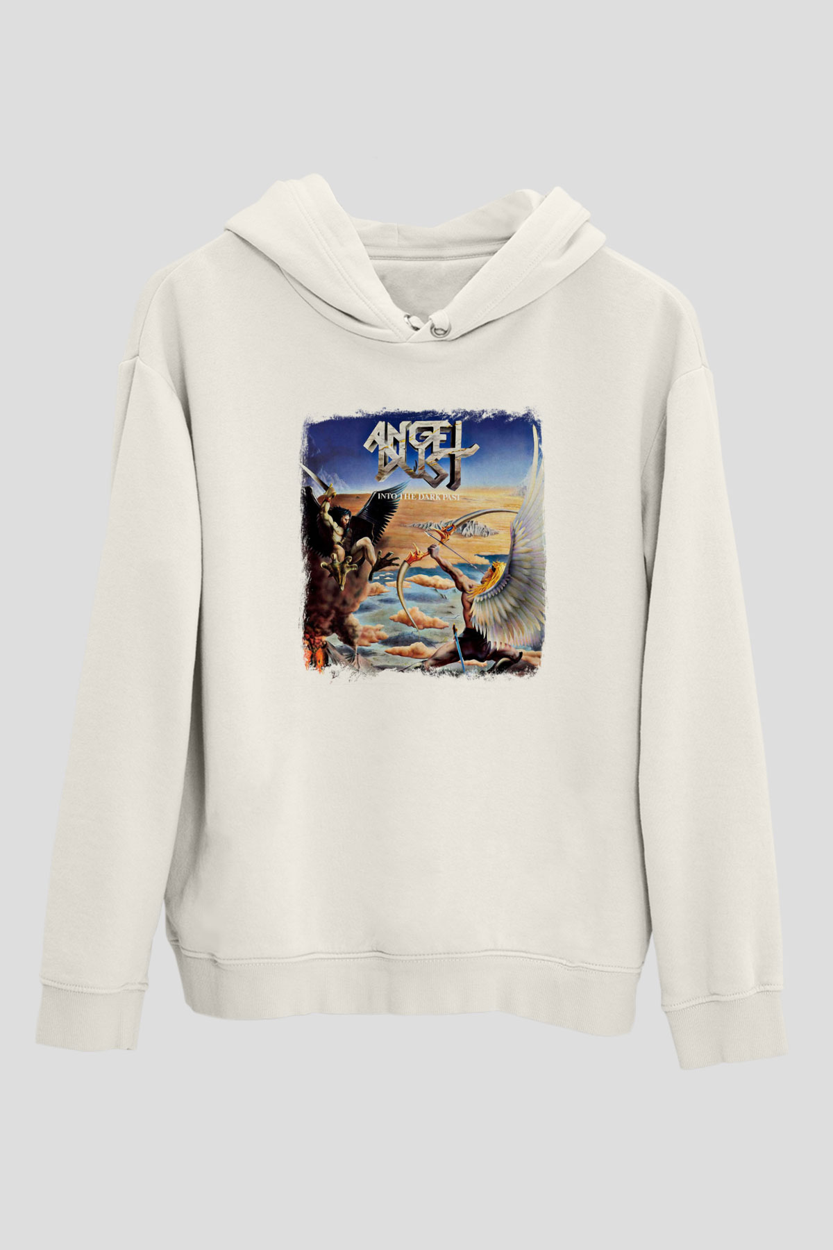 Angel Dust Baskılı Unisex Beyaz Hoodie