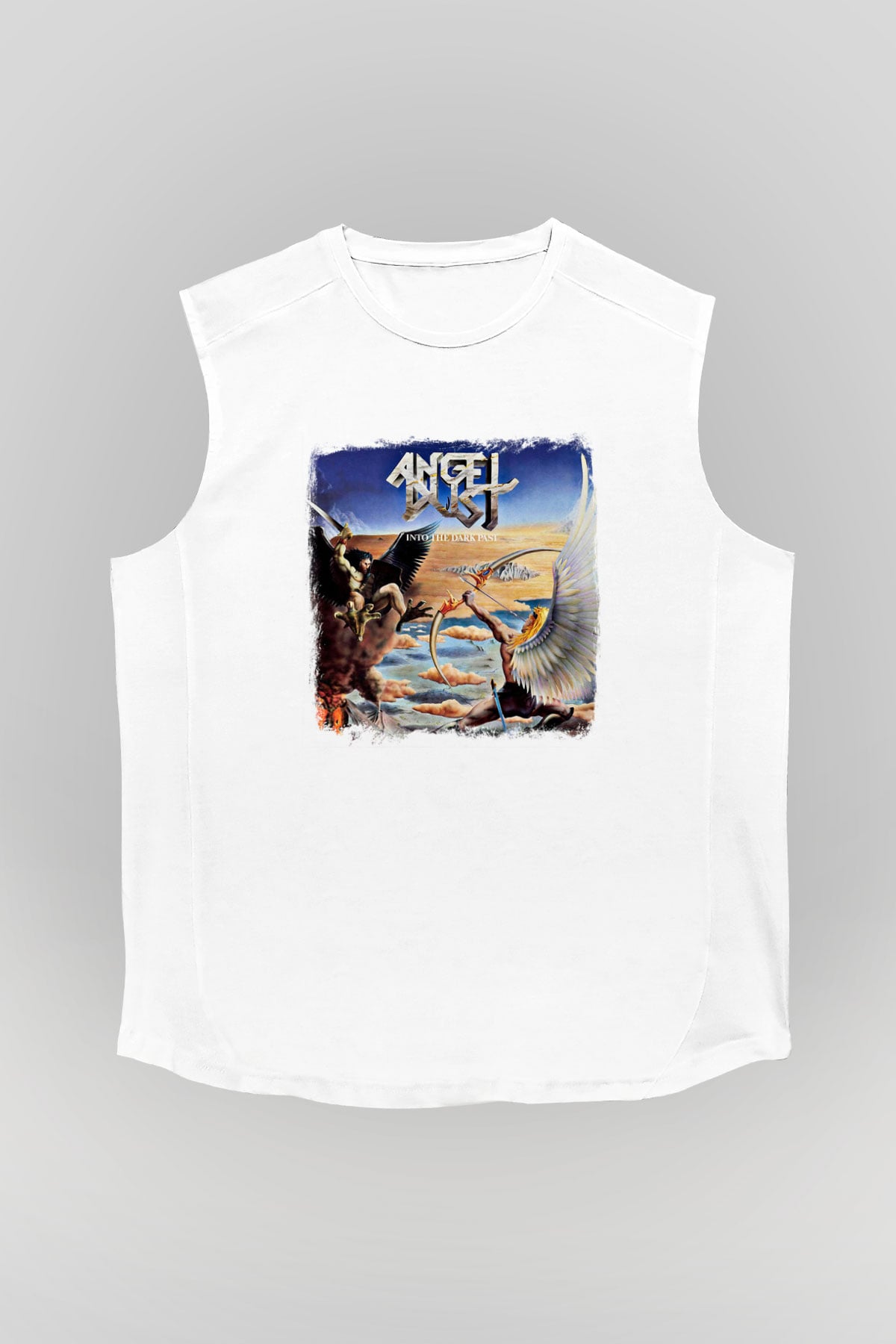 Angel Dust Baskılı Unisex Beyaz Kolsuz Tişört