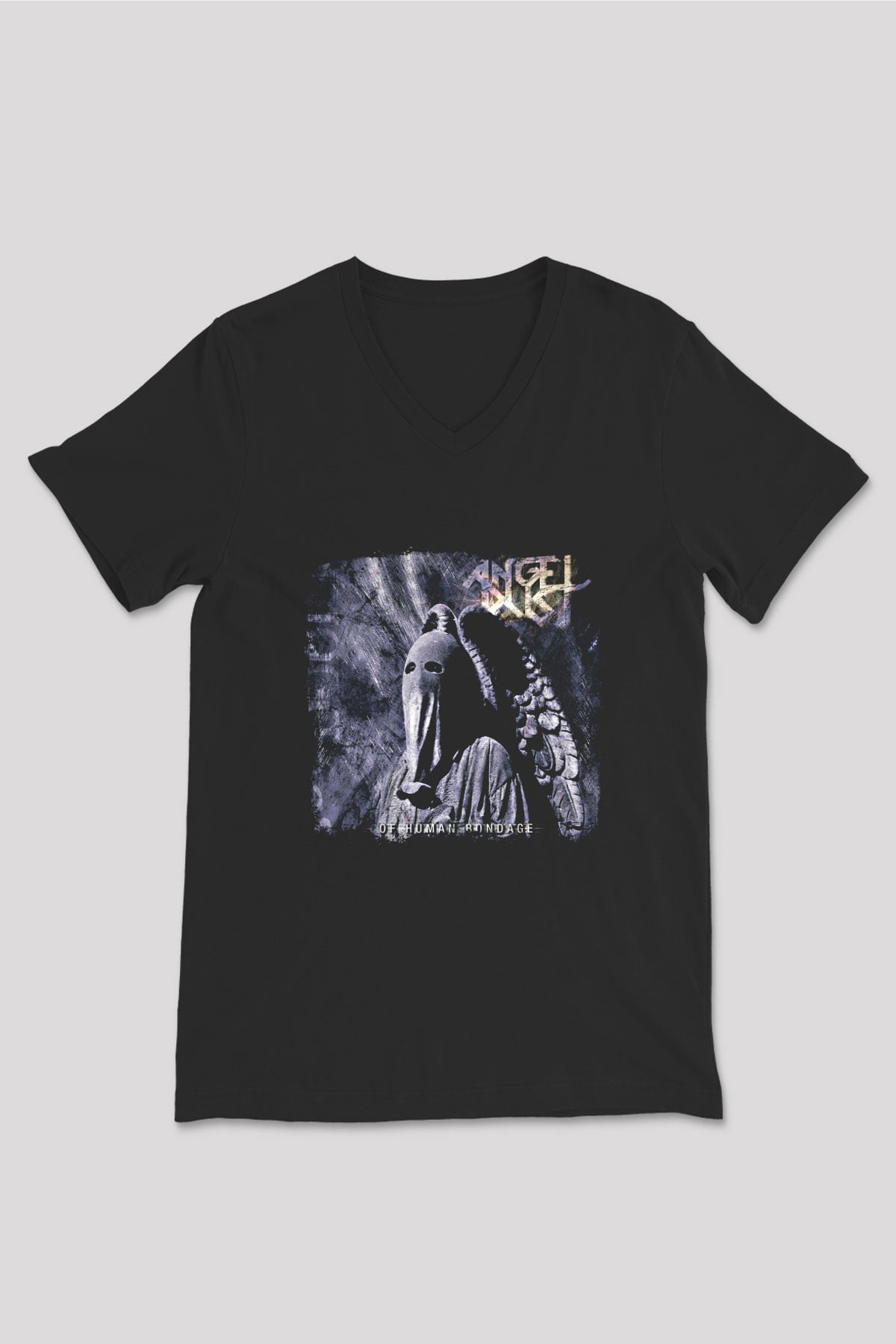 Angel Dust Baskılı Unisex Siyah V Yaka Tişört