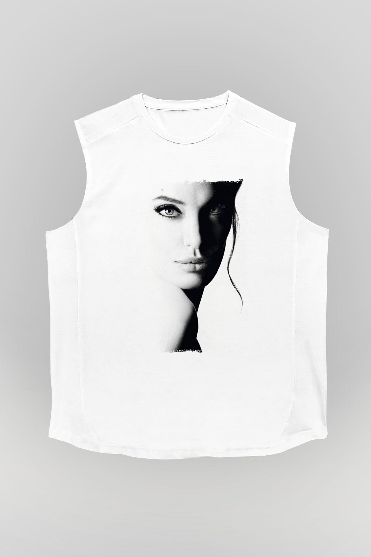 Angelina Jolie Beyaz Unisex Kolsuz Tişört