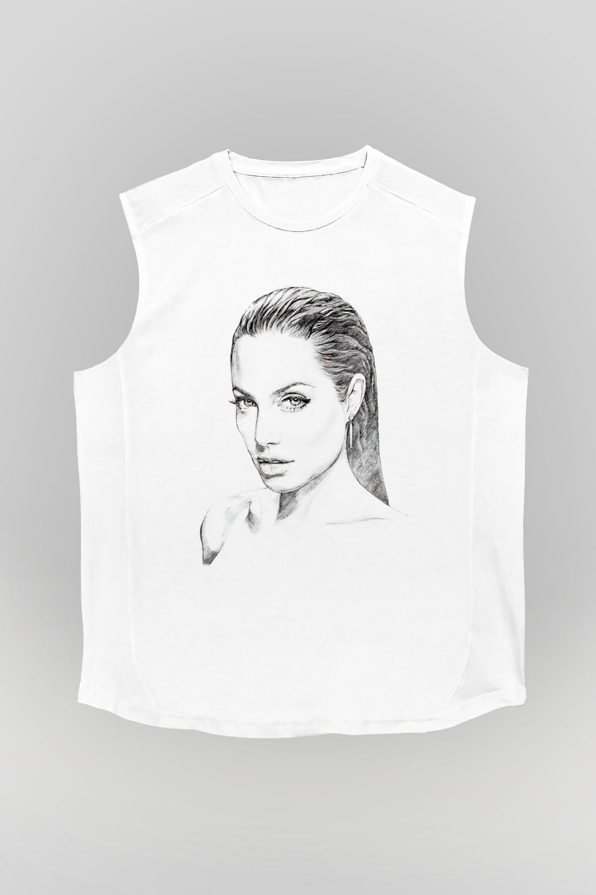 Angelina Jolie Beyaz Unisex Kolsuz Tişört