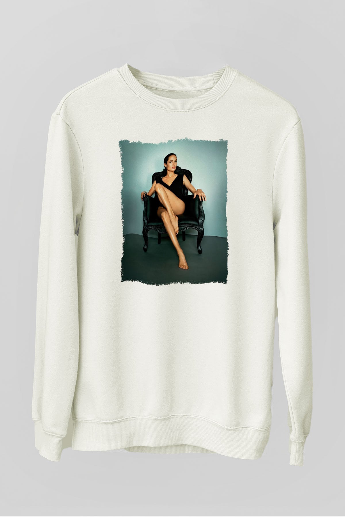 Angelina Jolie Beyaz Unisex Sweatshirt