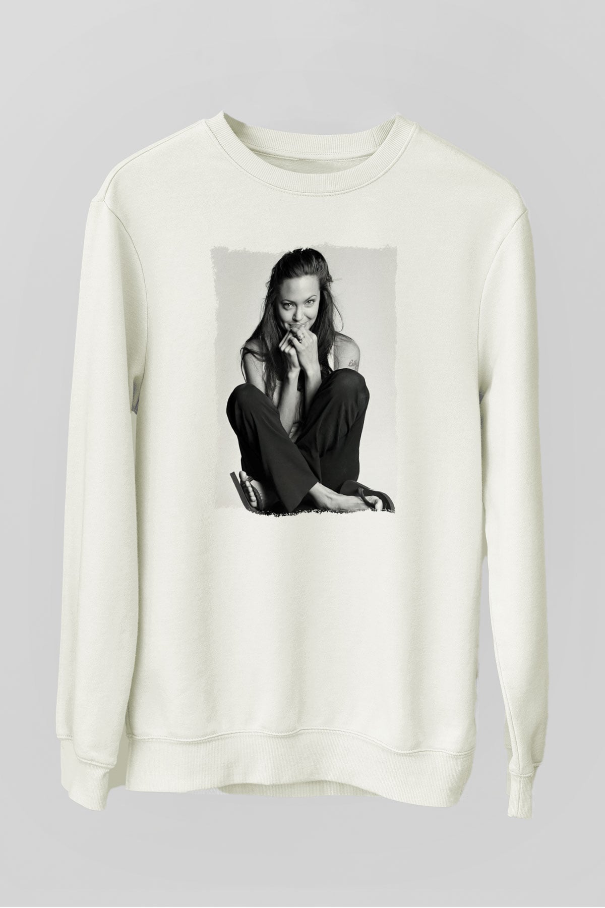 Angelina Jolie Beyaz Unisex Sweatshirt
