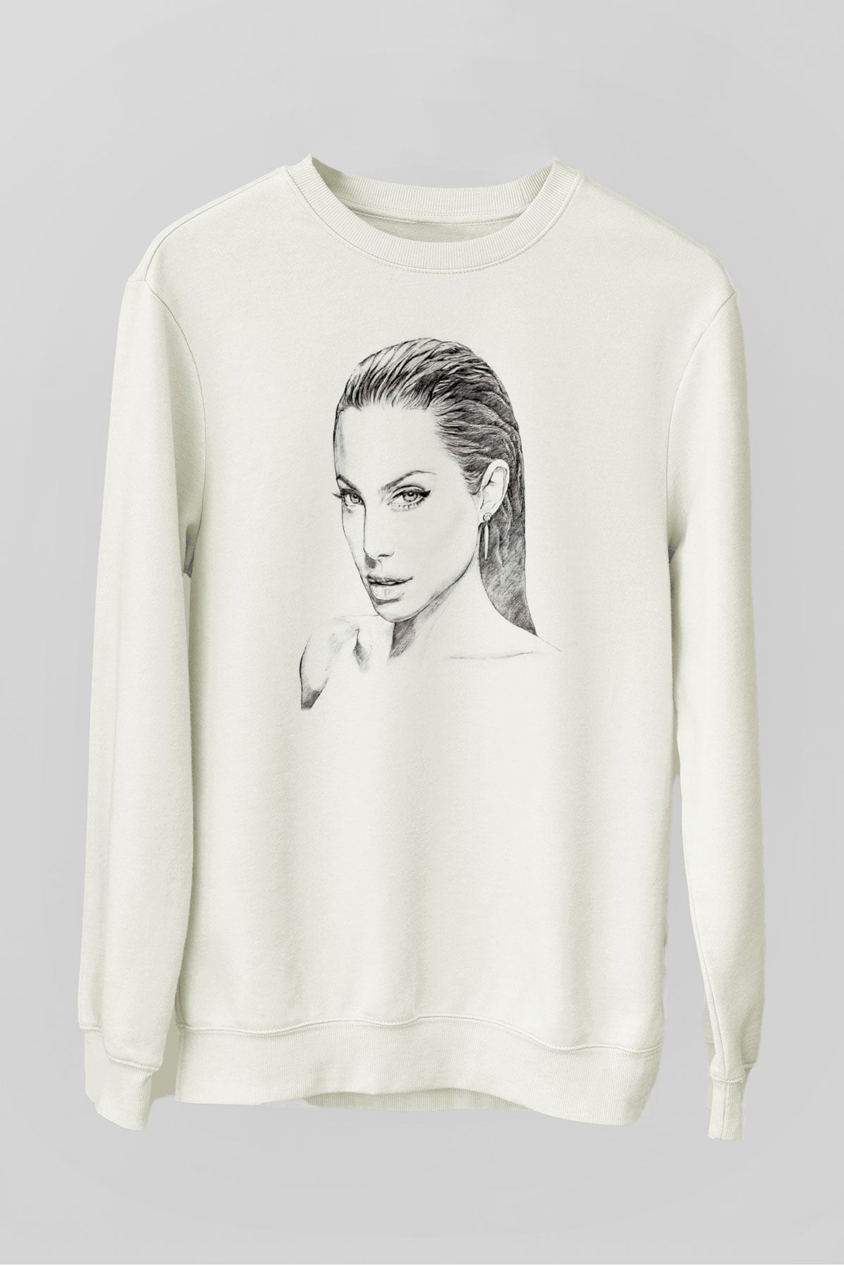 Angelina Jolie Beyaz Unisex Sweatshirt