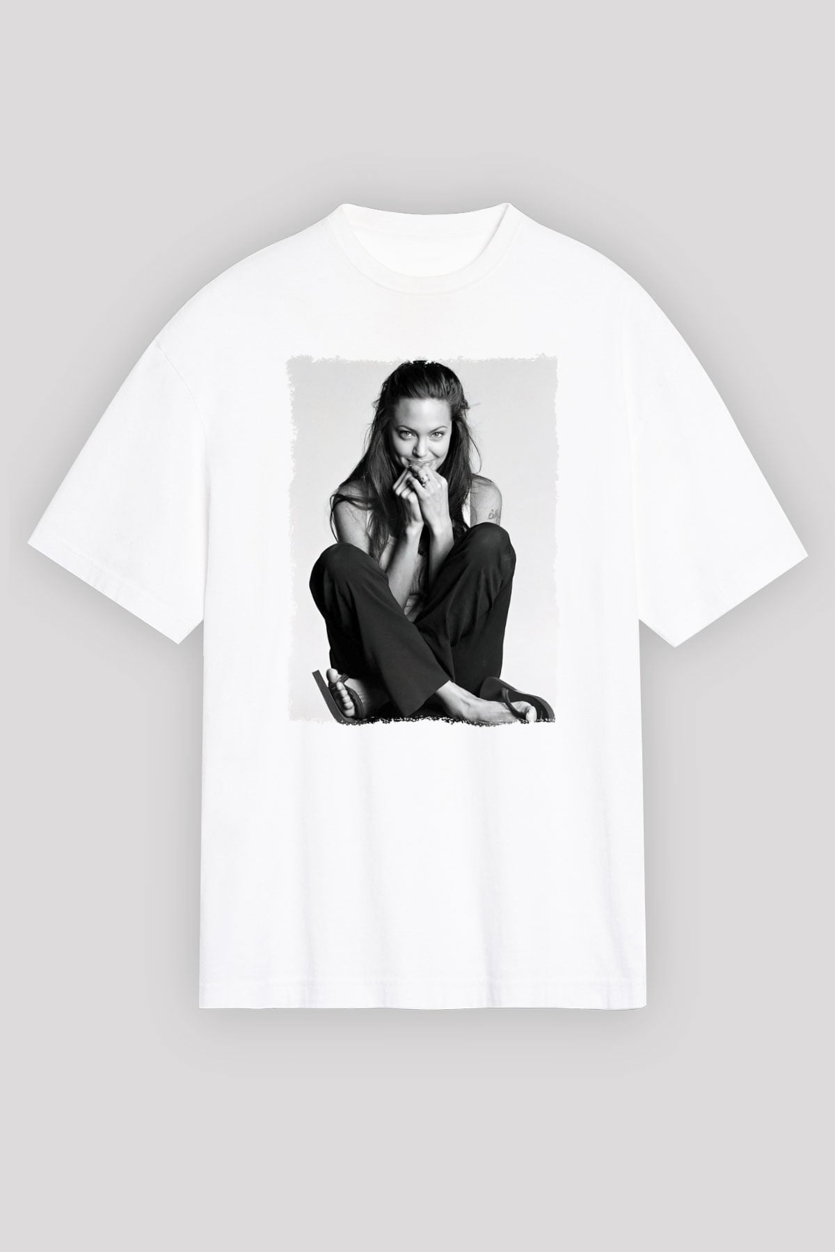 Angelina Jolie Beyaz Unisex Tişört T-Shirt - TişörtFabrikası