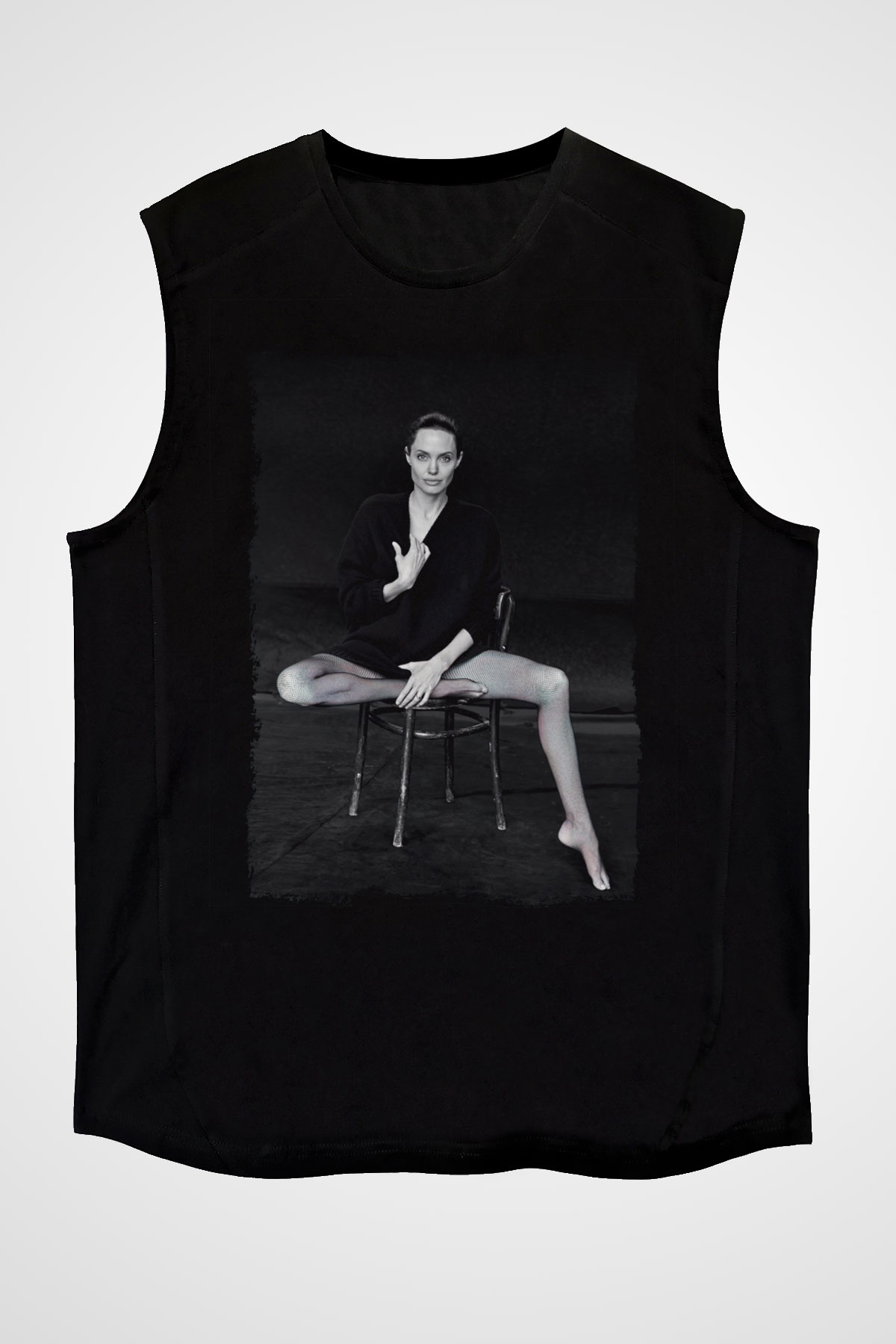 Angelina Jolie Siyah Unisex Kolsuz Tişört