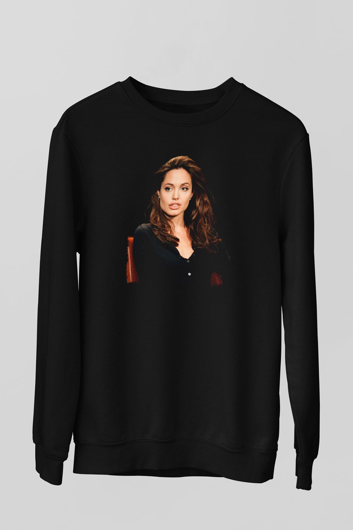 Angelina Jolie Siyah Unisex Sweatshirt