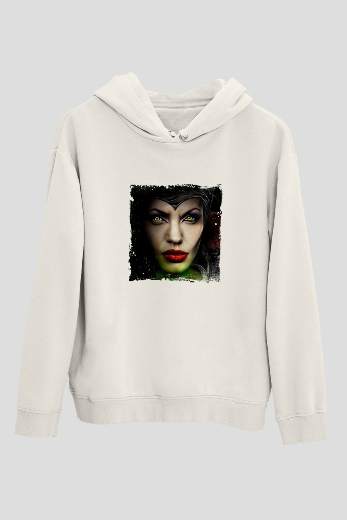 Angelina Jolie Unisex Baskılı Beyaz Kapüşonlu Sweatshirt
