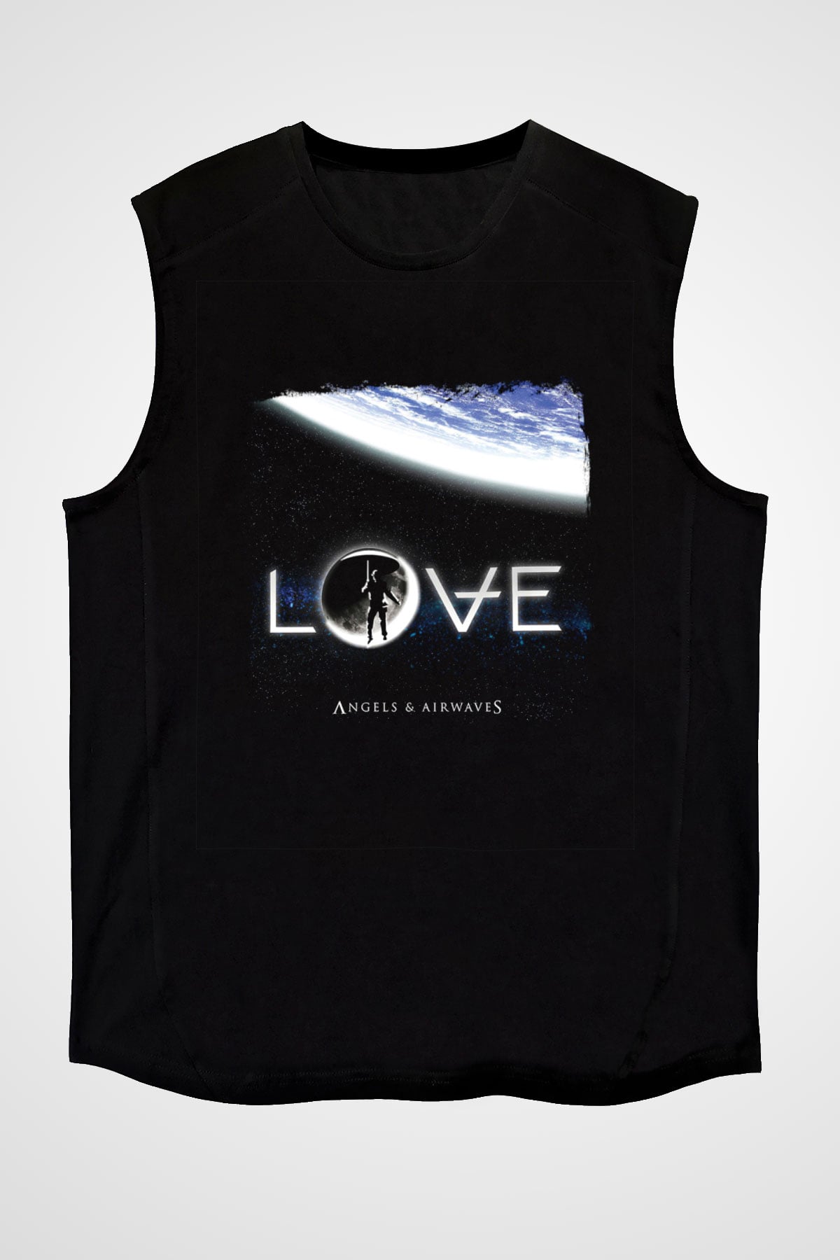 Angels and Airwaves Baskılı Unisex Siyah Kolsuz Tişört