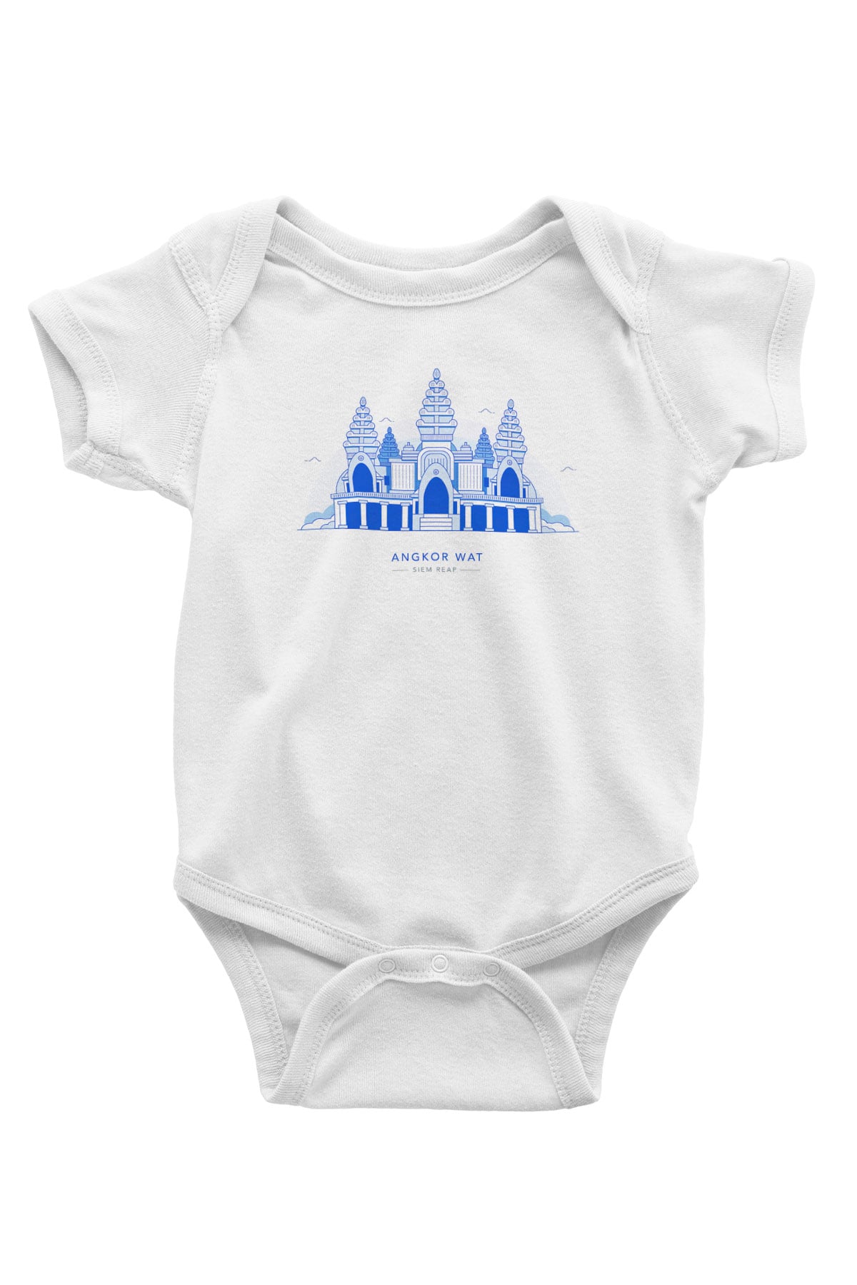 Angkor Vat Baskılı Beyaz Unisex Bebek Body - Zıbın