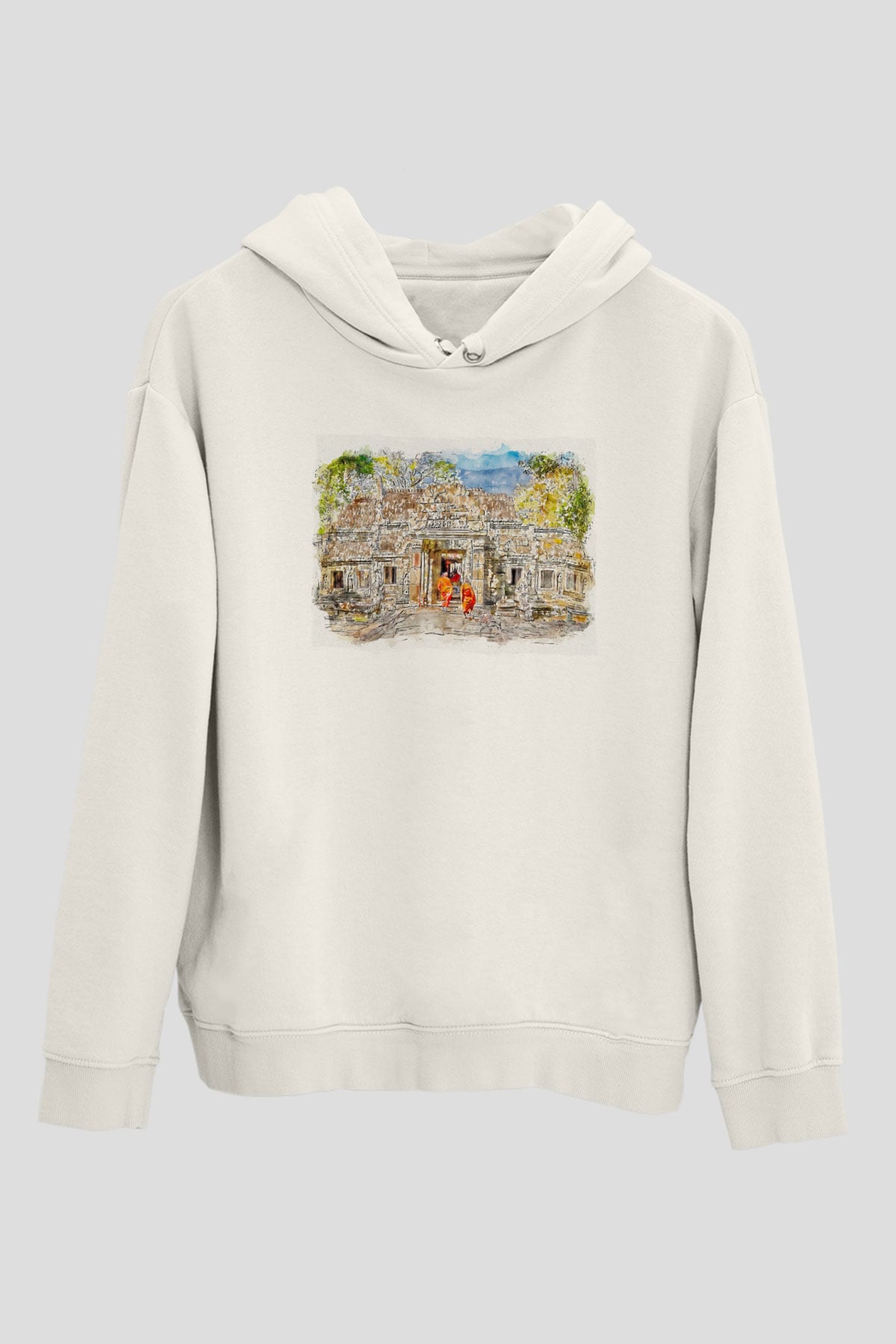 Angkor Vat Beyaz Unisex Hoodie