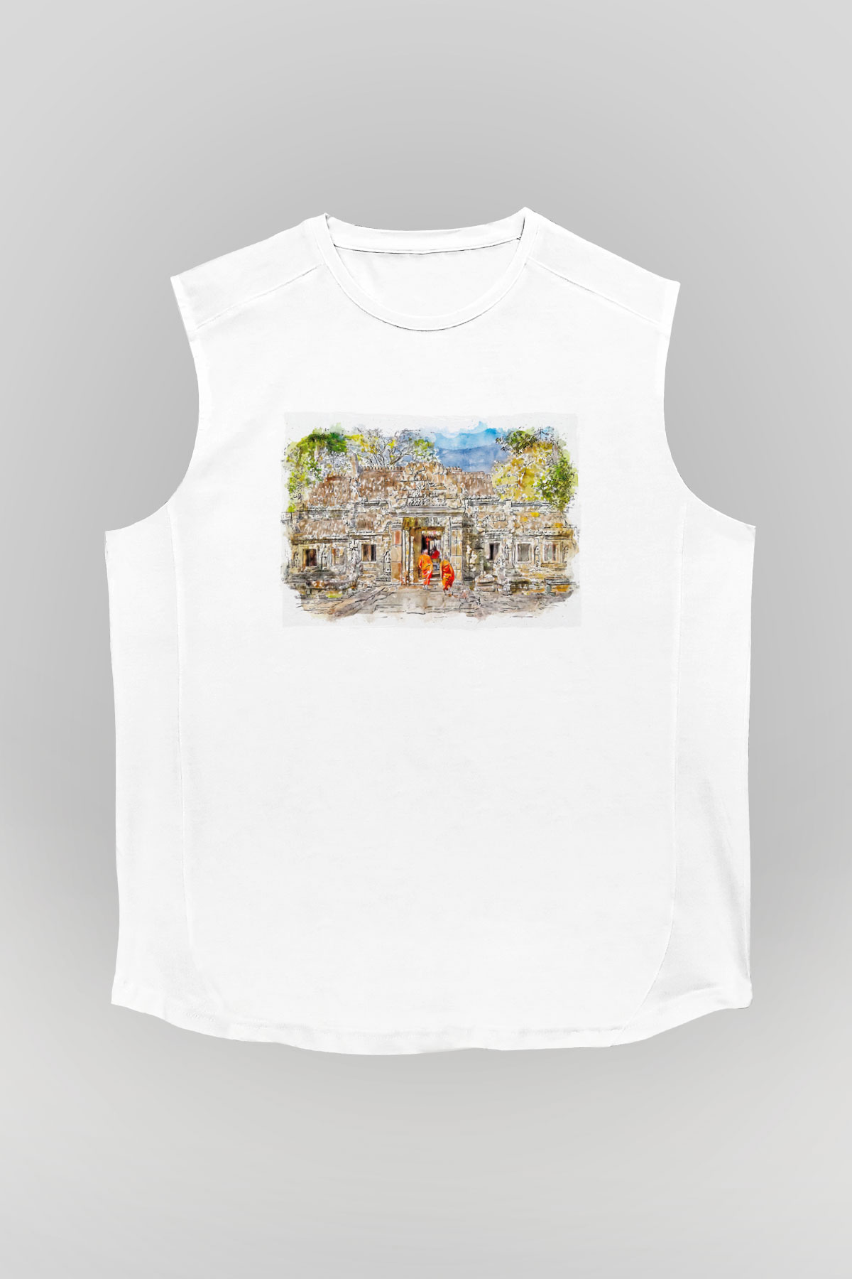 Angkor Vat Beyaz Unisex Kolsuz Tişört