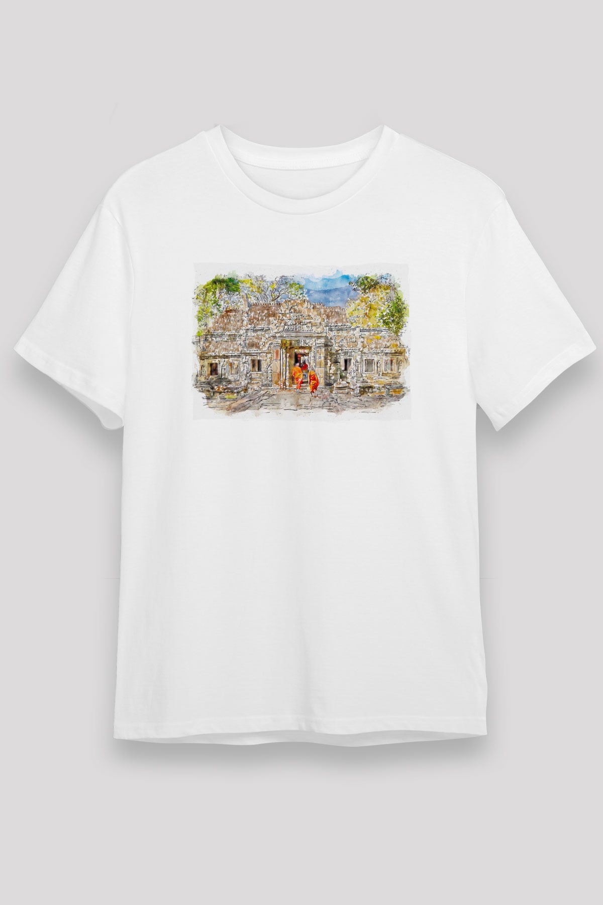 Angkor Vat Beyaz Unisex Tişört T-Shirt - TişörtFabrikası