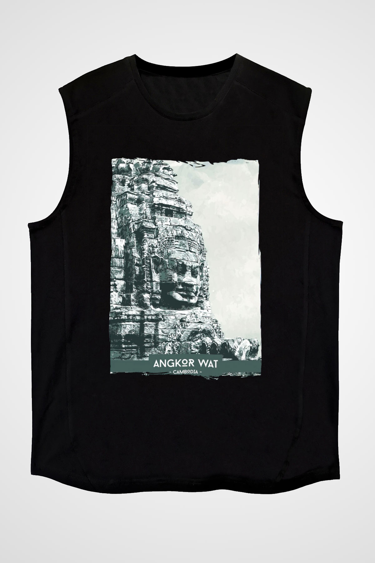 Angkor Vat Siyah Unisex Kolsuz Tişört