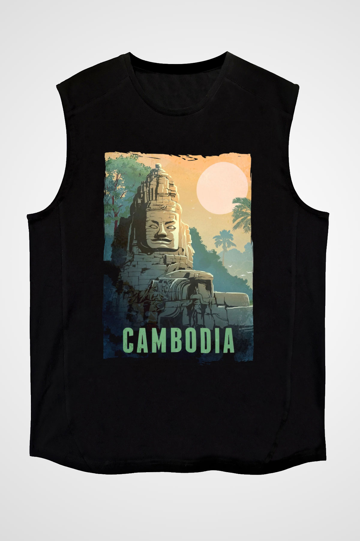 Angkor Vat Siyah Unisex Kolsuz Tişört