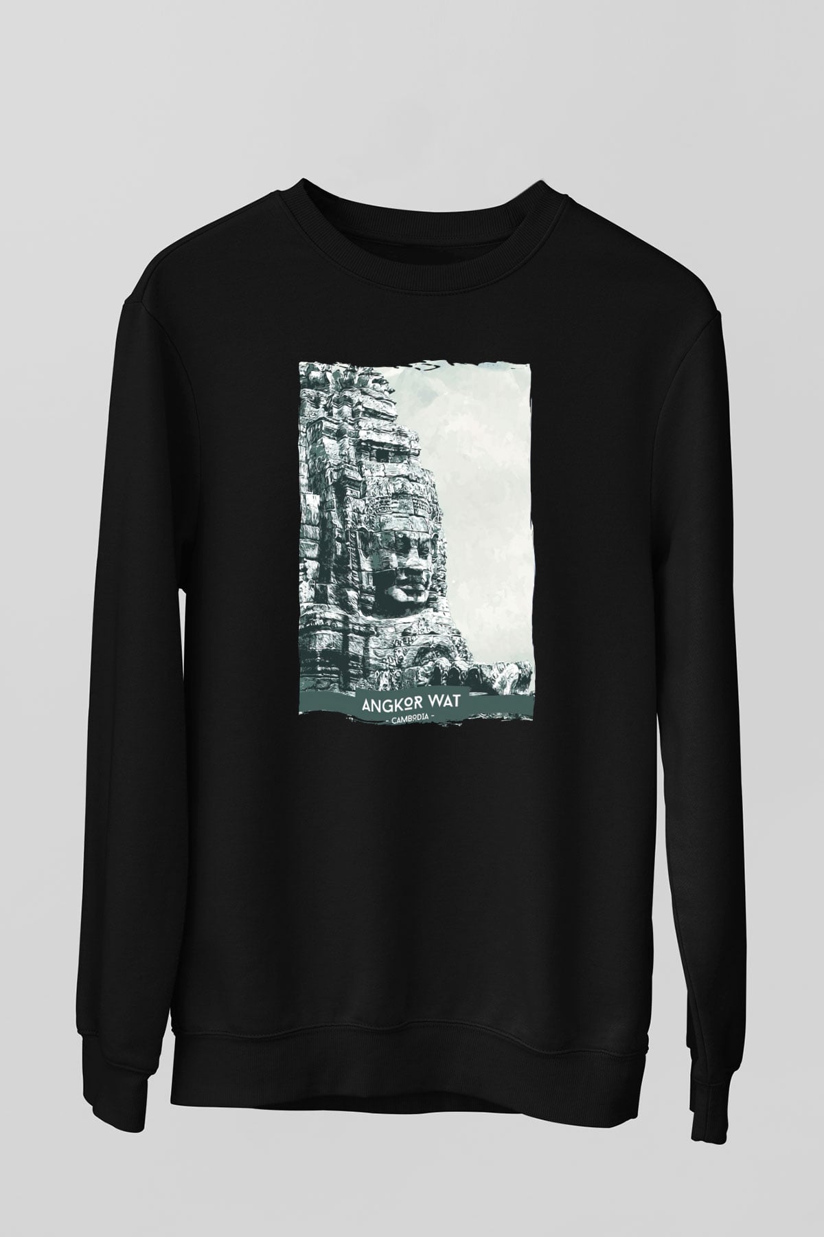 Angkor Vat Siyah Unisex Sweatshirt