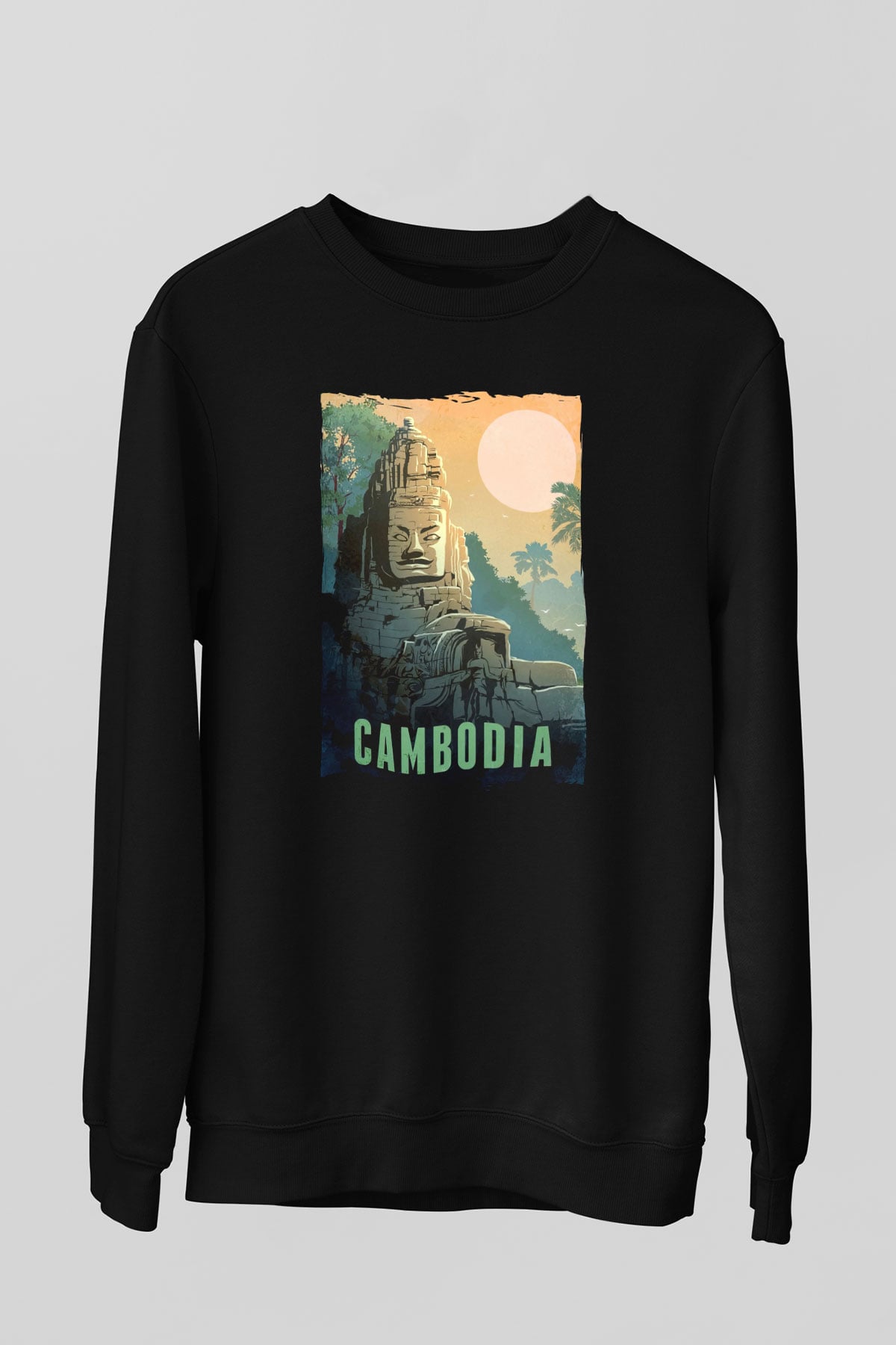 Angkor Vat Siyah Unisex Sweatshirt