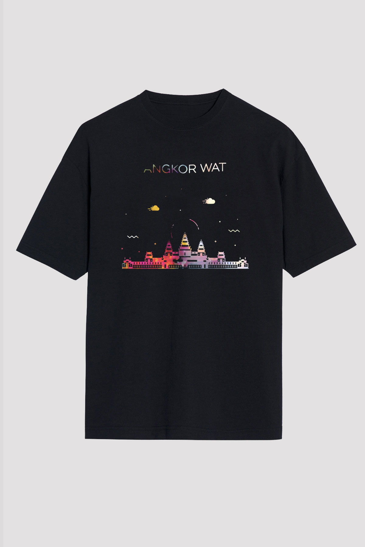 Angkor Vat Siyah Unisex Tişört T-Shirt - TişörtFabrikası