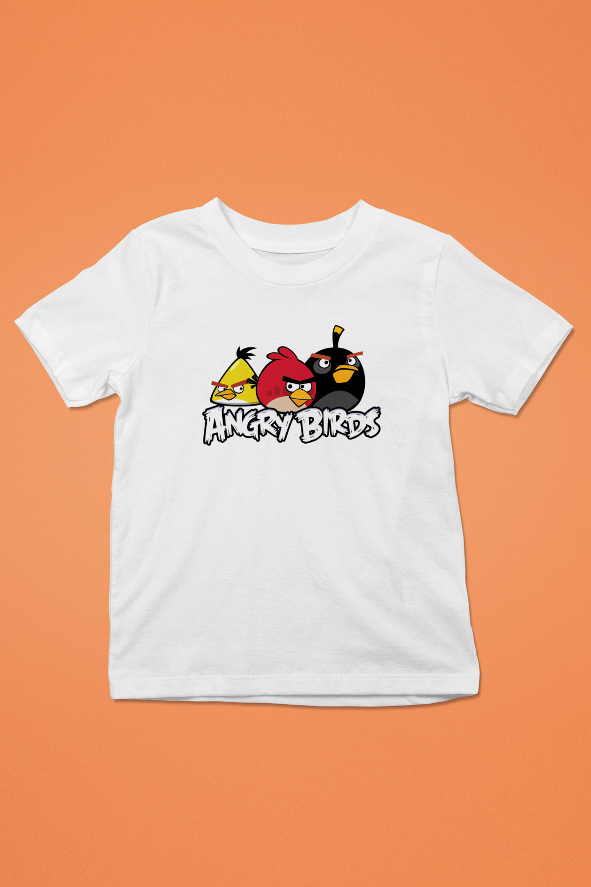 Angry Birds Baskılı Beyaz Unisex Çocuk Tişört