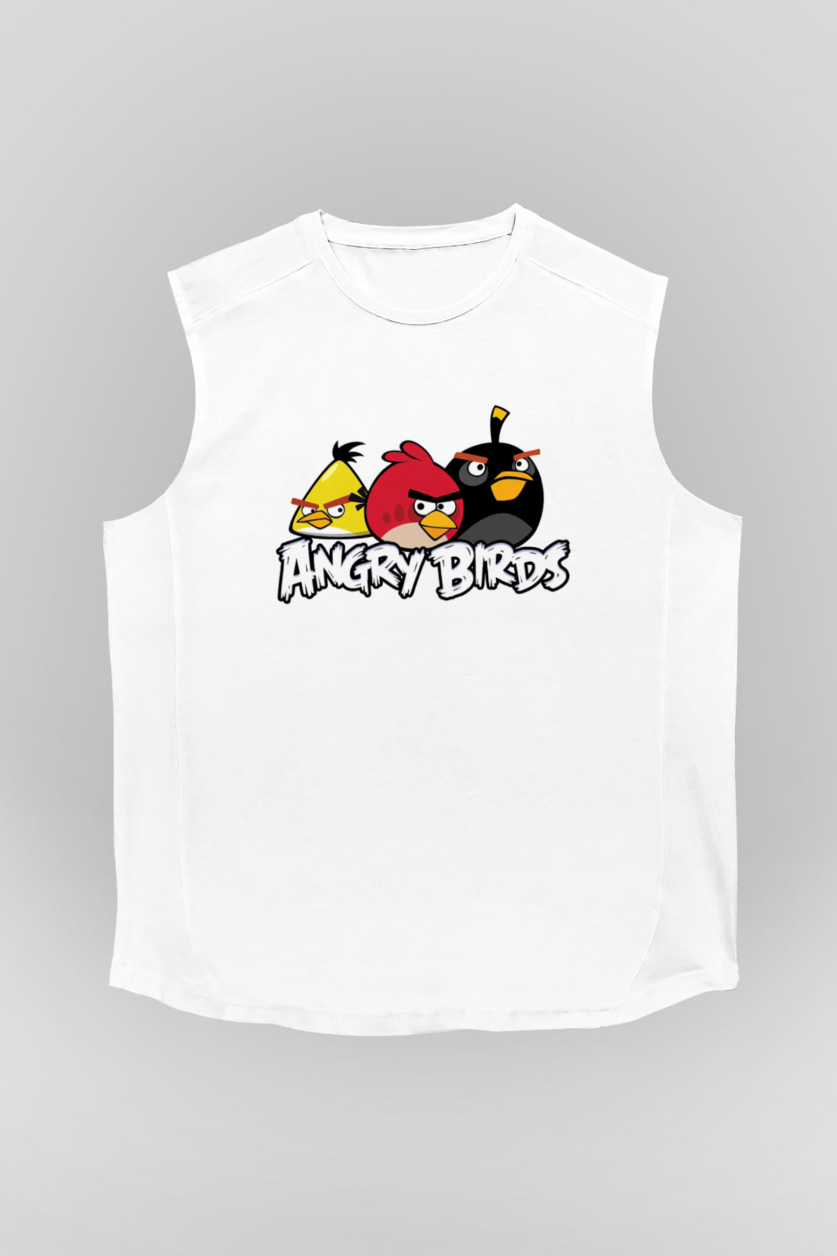 Angry Birds Beyaz Unisex Kolsuz Tişört