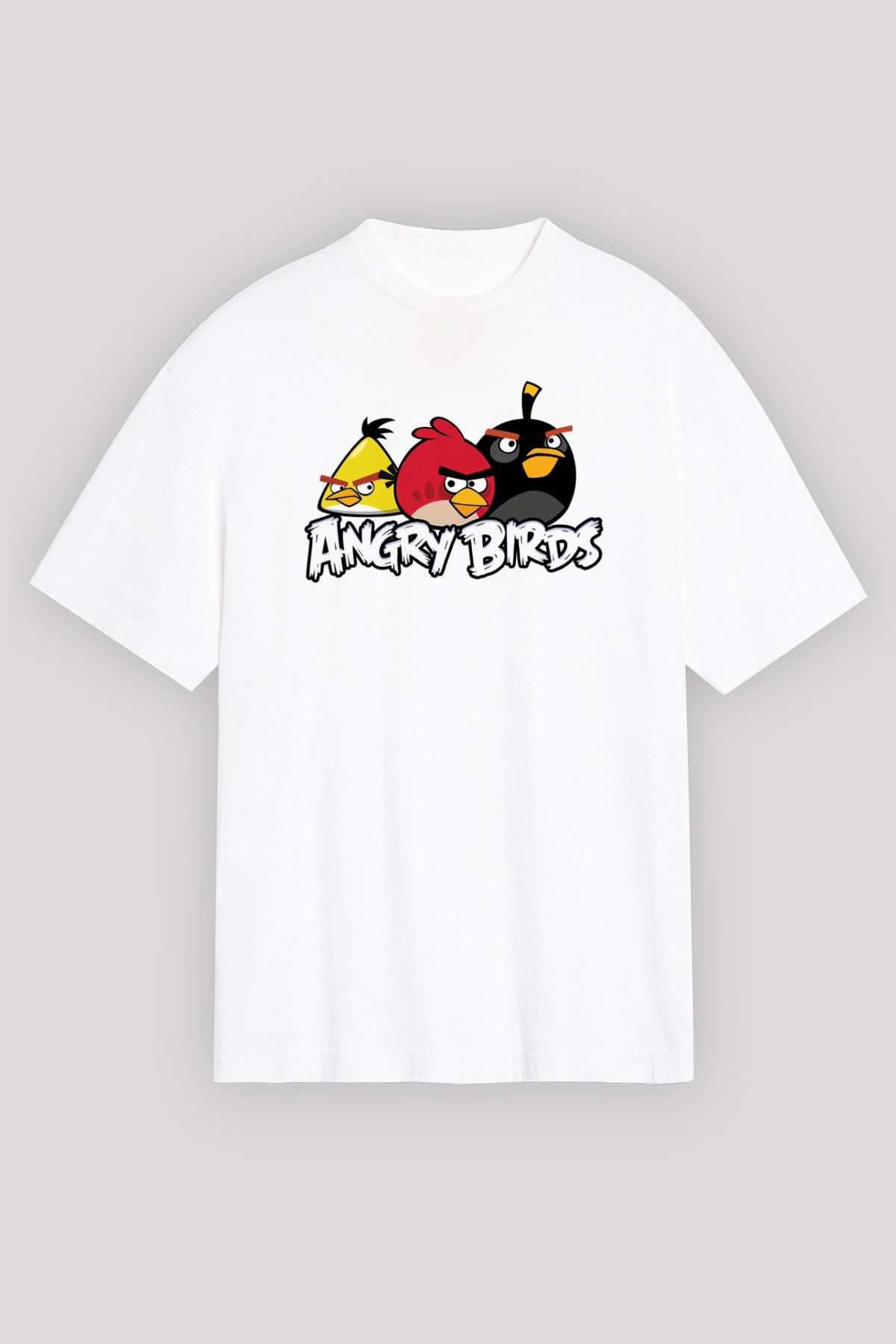 Angry Birds Beyaz Unisex Oversize Tişört T-Shirt