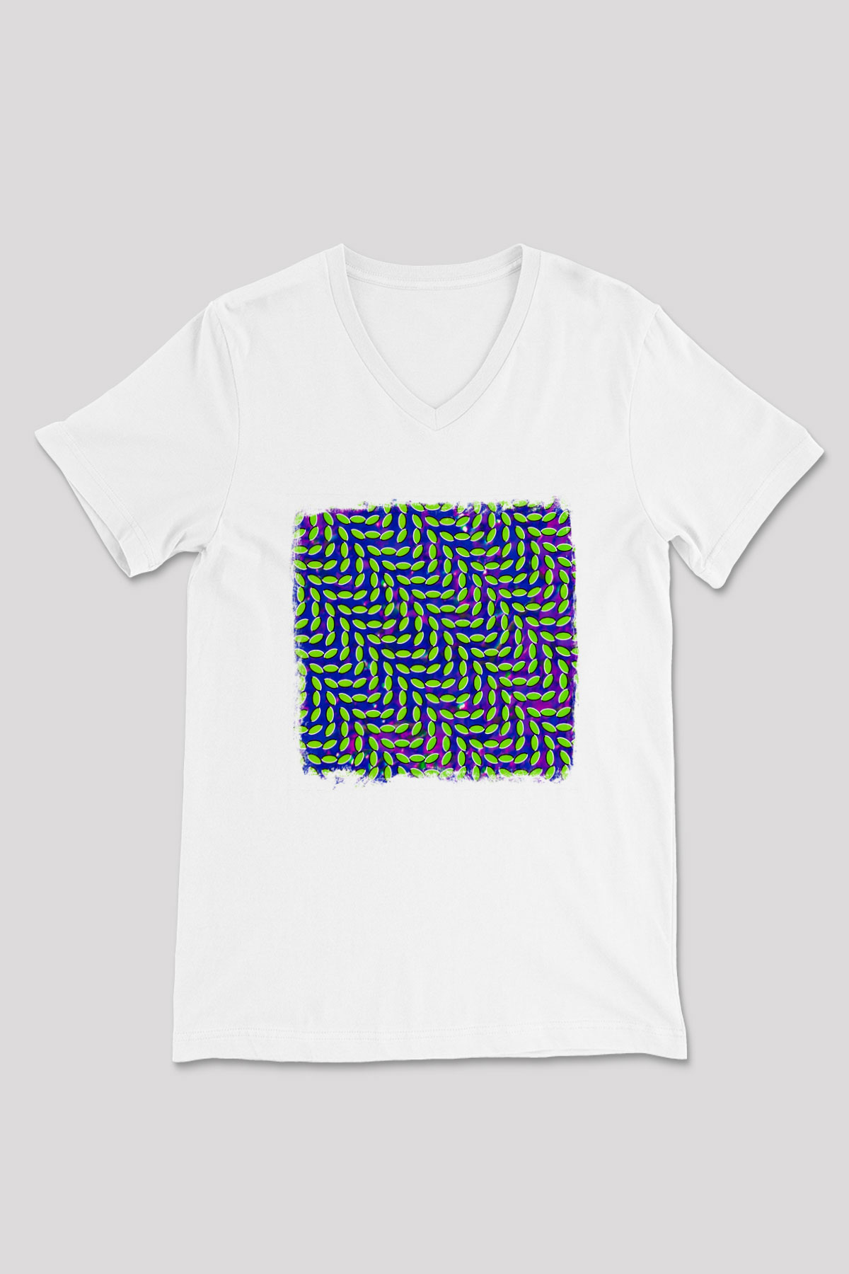 Animal Collective Baskılı Unisex Beyaz V Yaka Tişört