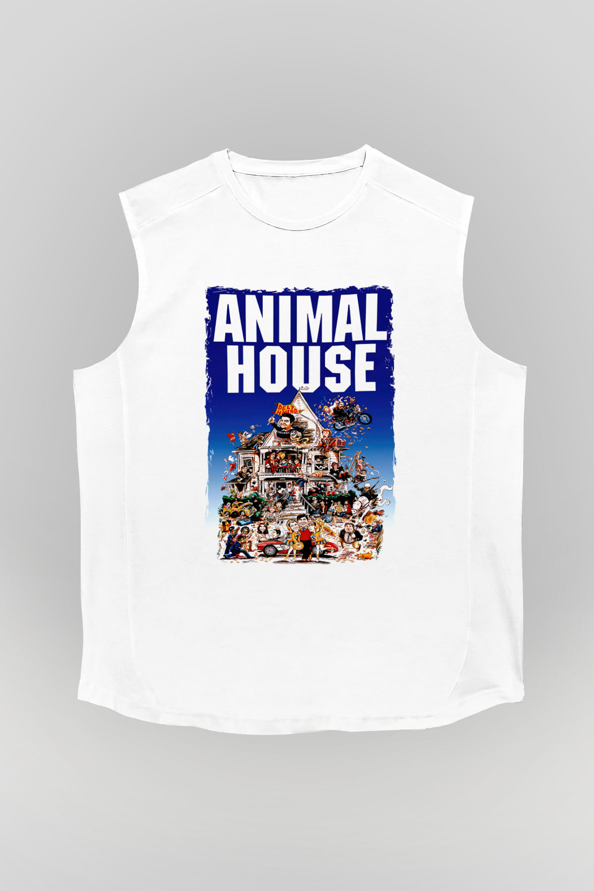 Animal House Beyaz Unisex  Kolsuz Tişört