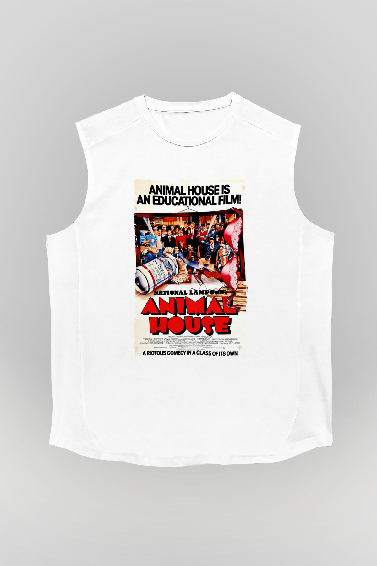Animal House Beyaz Unisex  Kolsuz Tişört