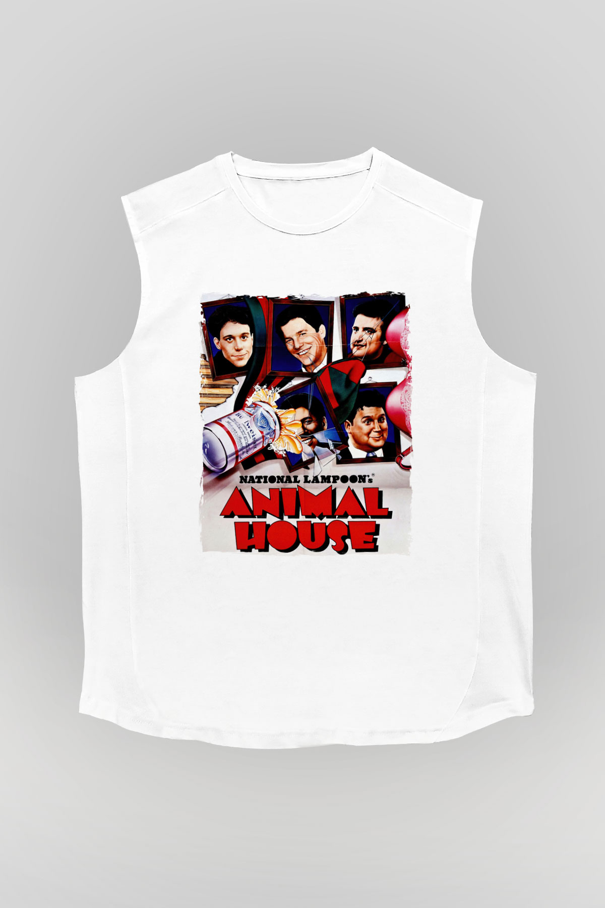 Animal House Beyaz Unisex  Kolsuz Tişört
