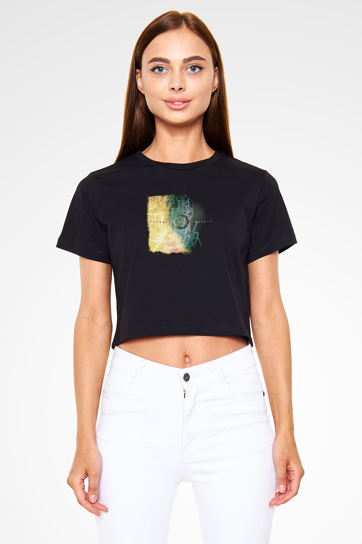 Animals as Leaders Baskılı Unisex Siyah Crop Top Tişört