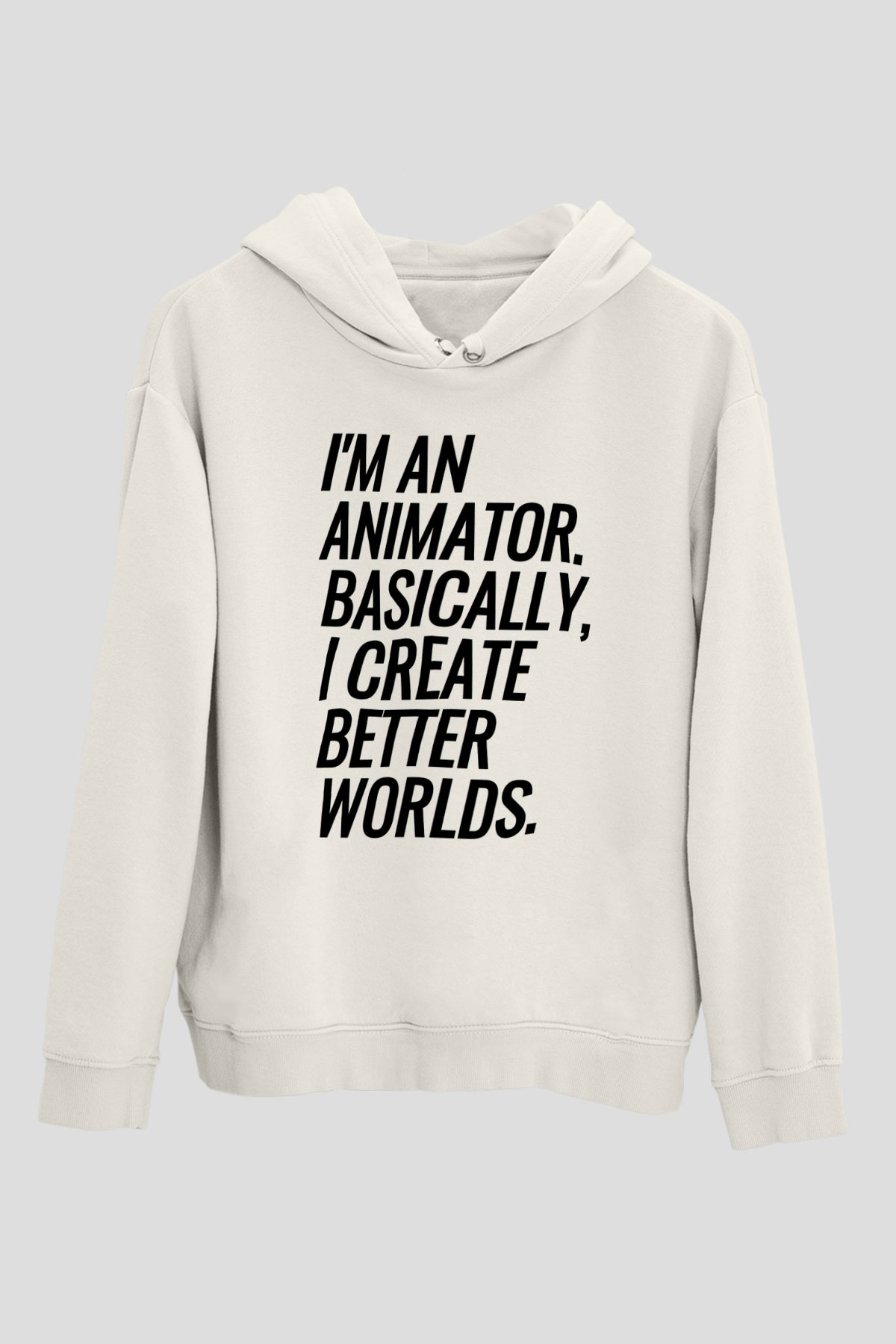 Animatör Beyaz Unisex Kapüşonlu Sweatshirt